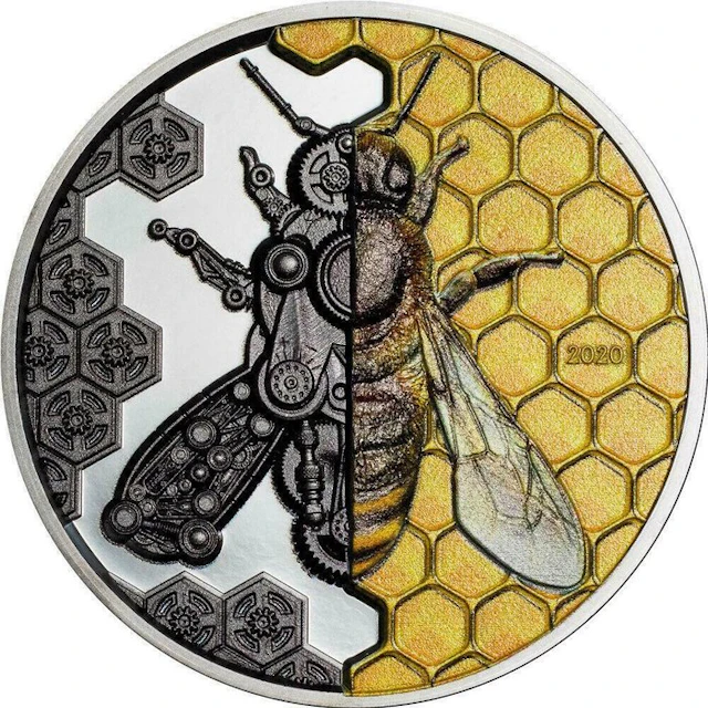 Mongolia. 2000 Togrog 2020 Mechanical Bee - Clockwork Evolution, 3 Oz (.999)