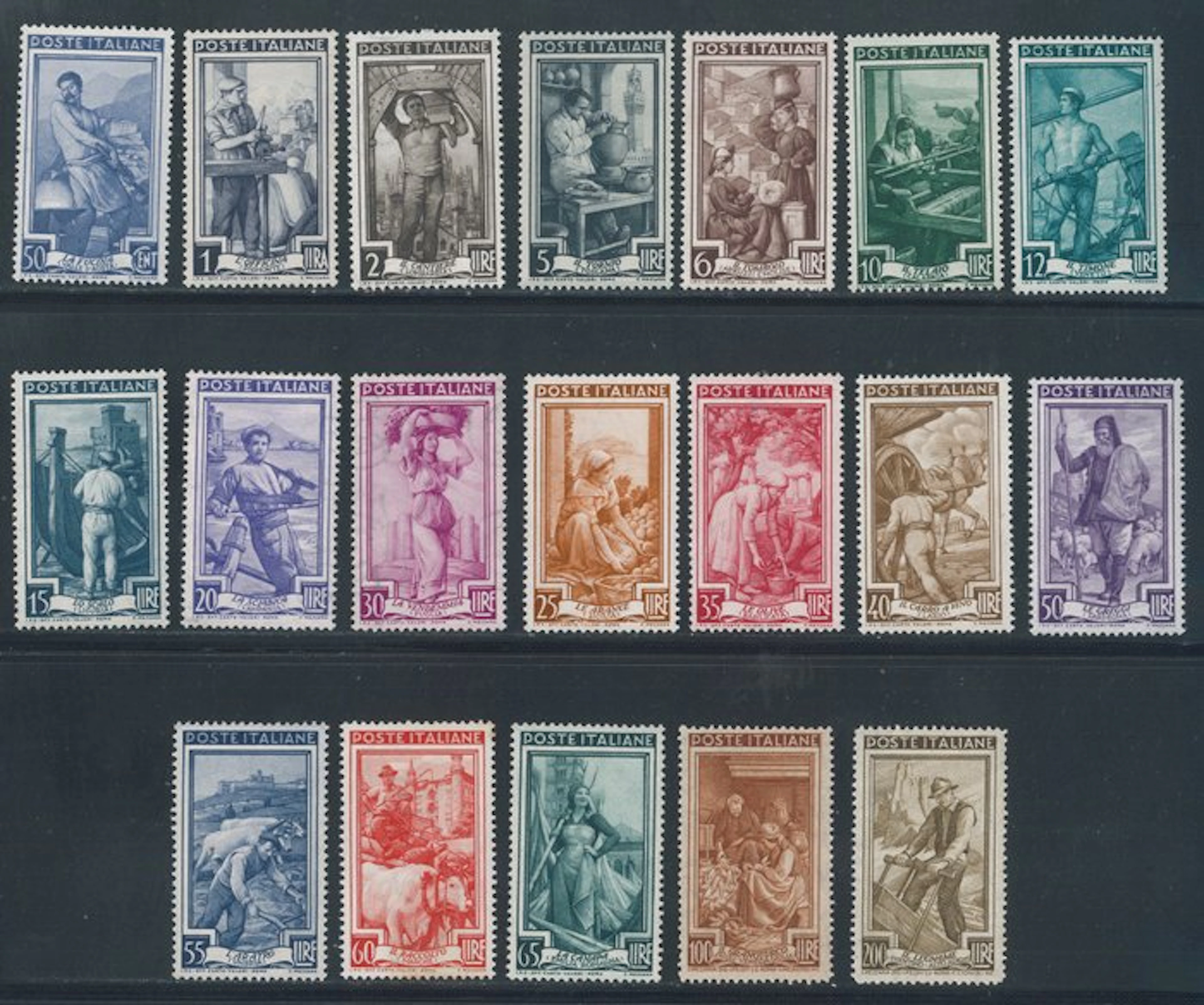 Italian Republic - Thread wheel work, complete series no. 634/652.