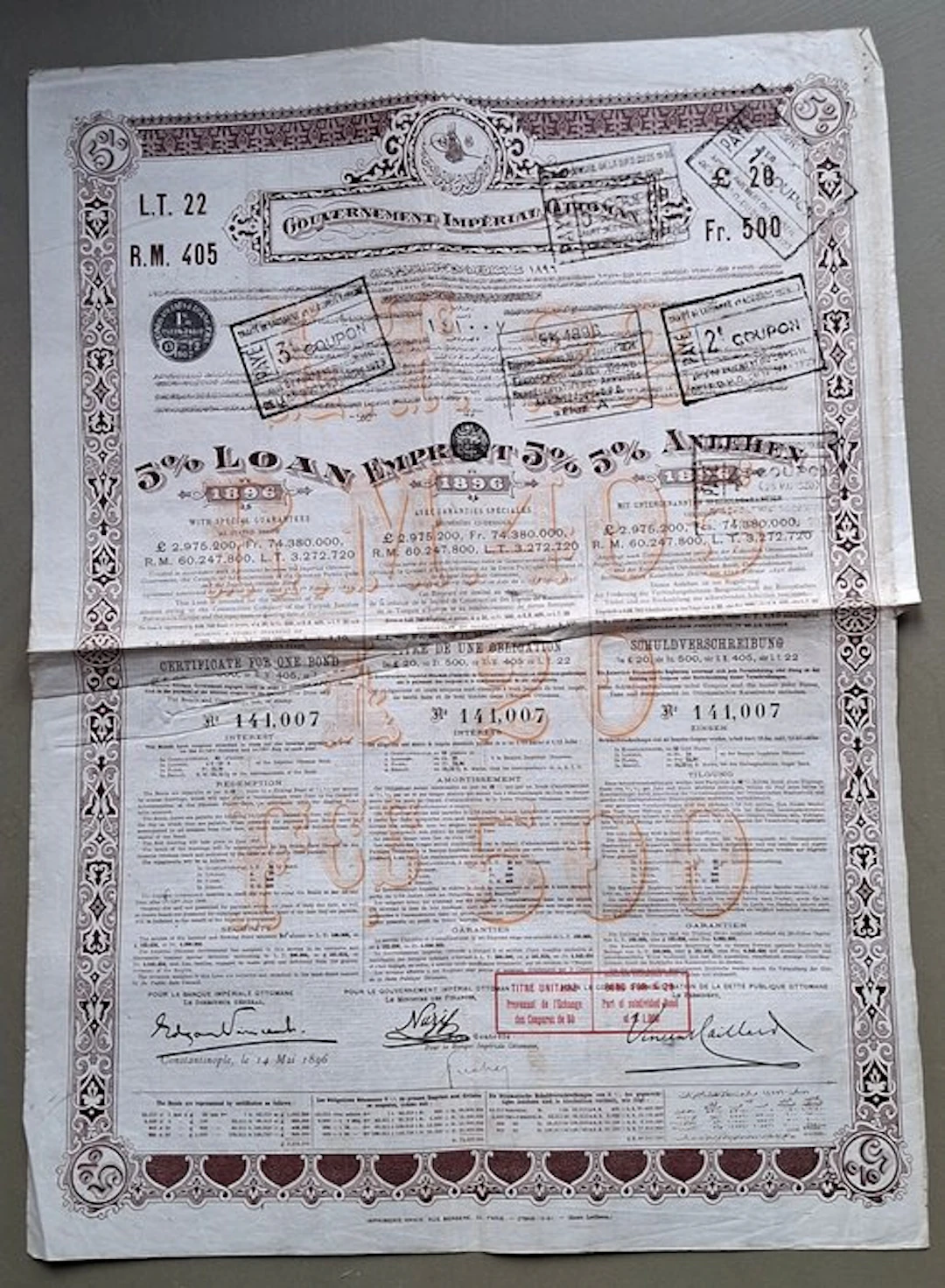Turkey. Ottomaanse Rijk - Keizerlening 1896 (No reserve price)
