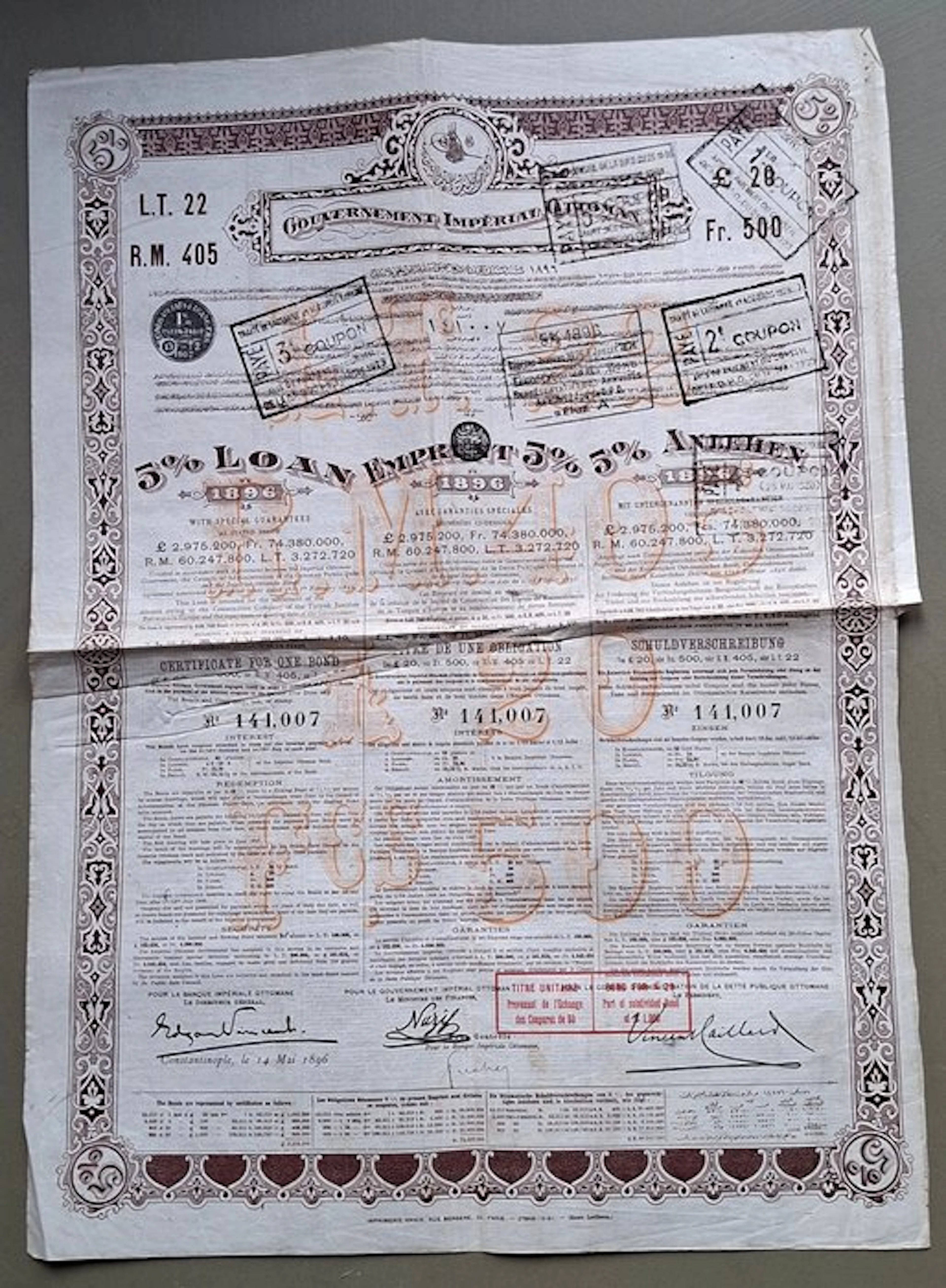 Turkey. Ottomaanse Rijk - Keizerlening 1896 (No reserve price)