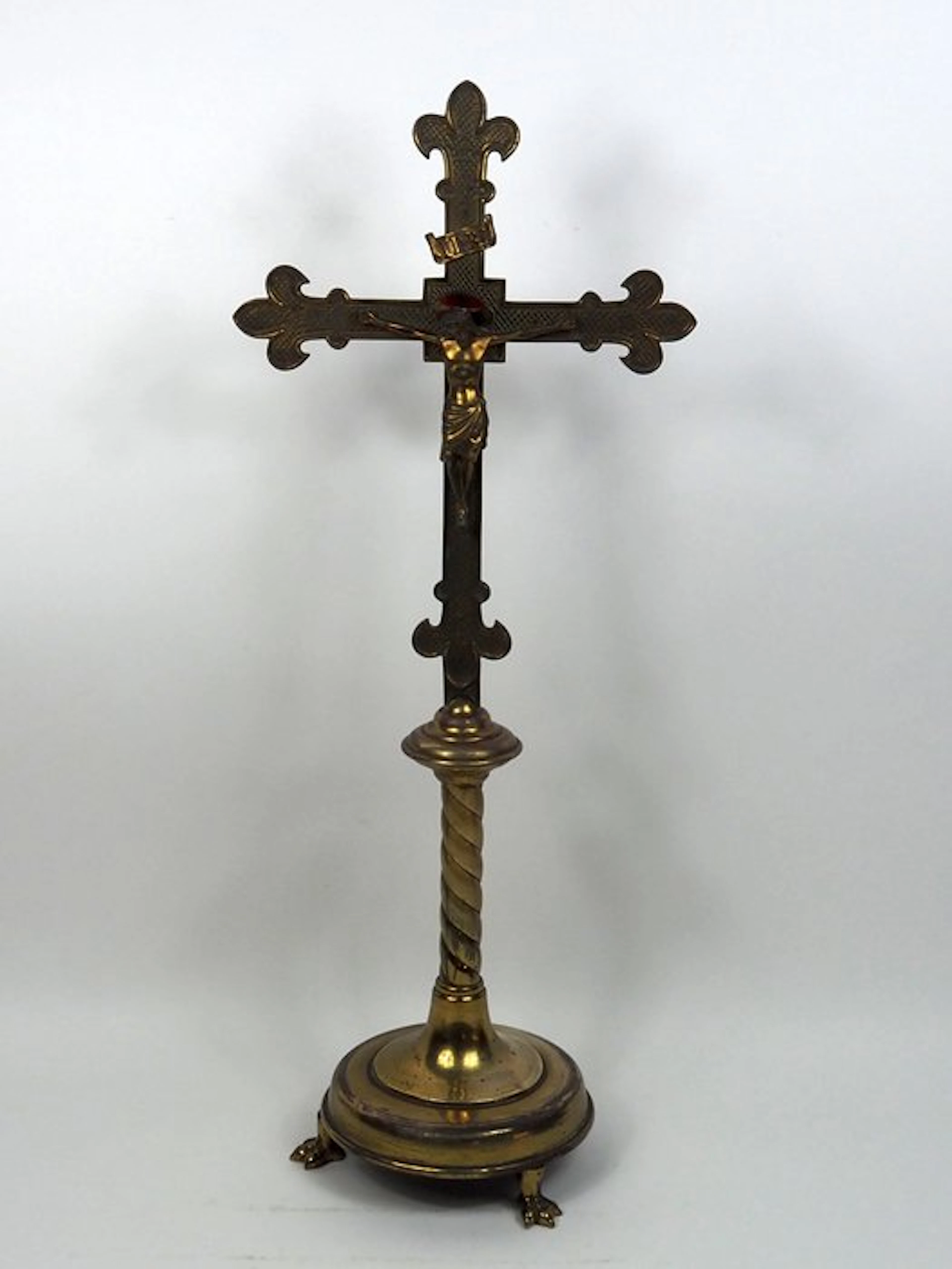 Gothic Style Crucifix - Lacquered brass - 1850-1900...
