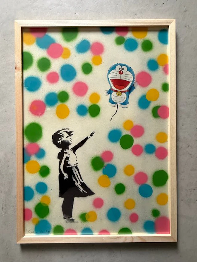 Koen Betjes (1992) - Girl with Balloon x Murakami x Street / POP (handfinished)