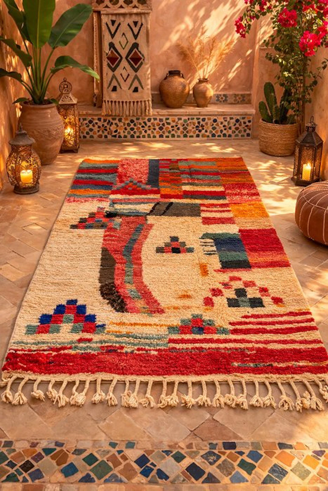 Authentic Moroccan Tribal Masterpiece - Rare Handwoven...