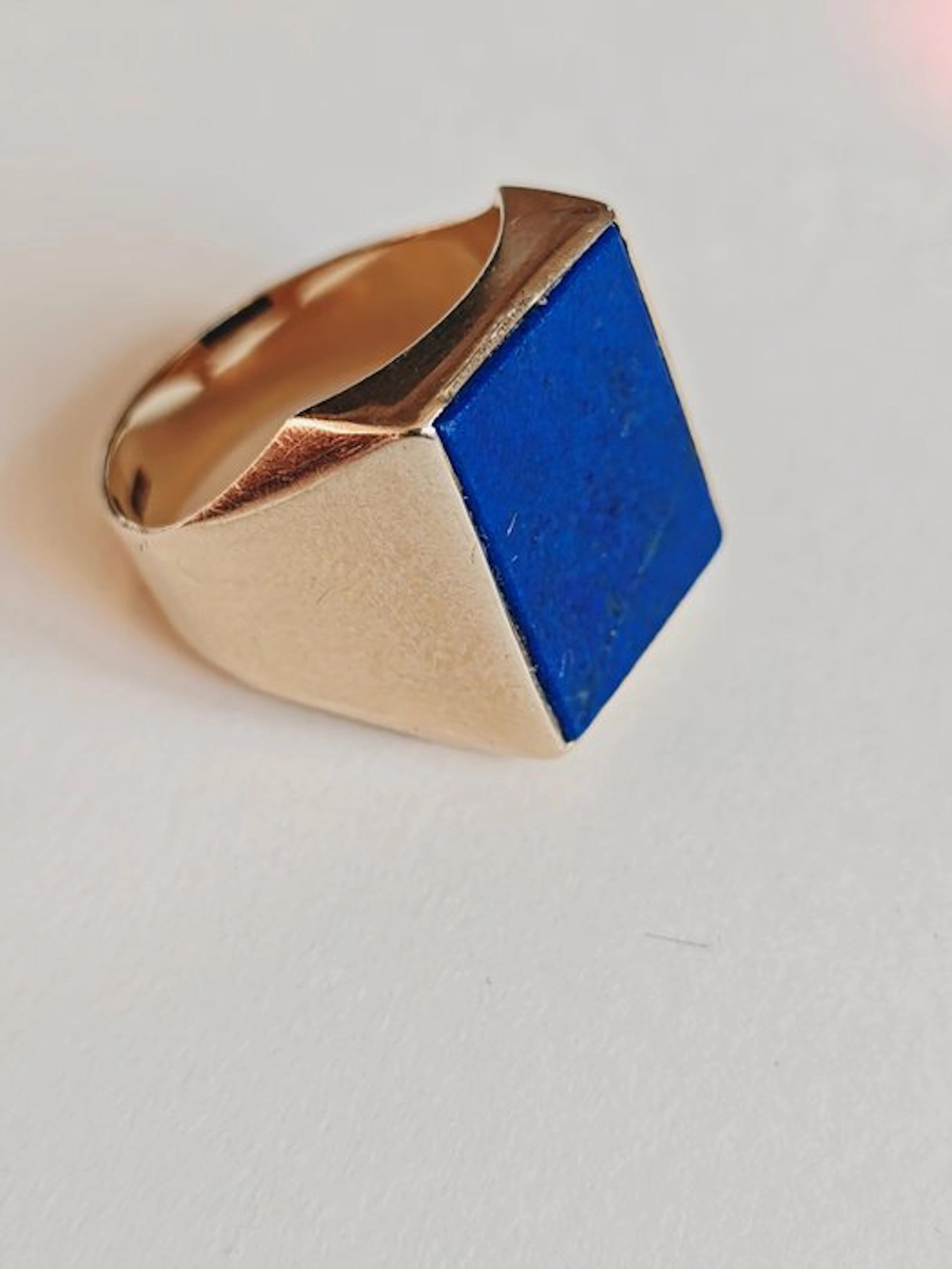 Signet ring - 14 kt. Yellow gold Lapis lazuli