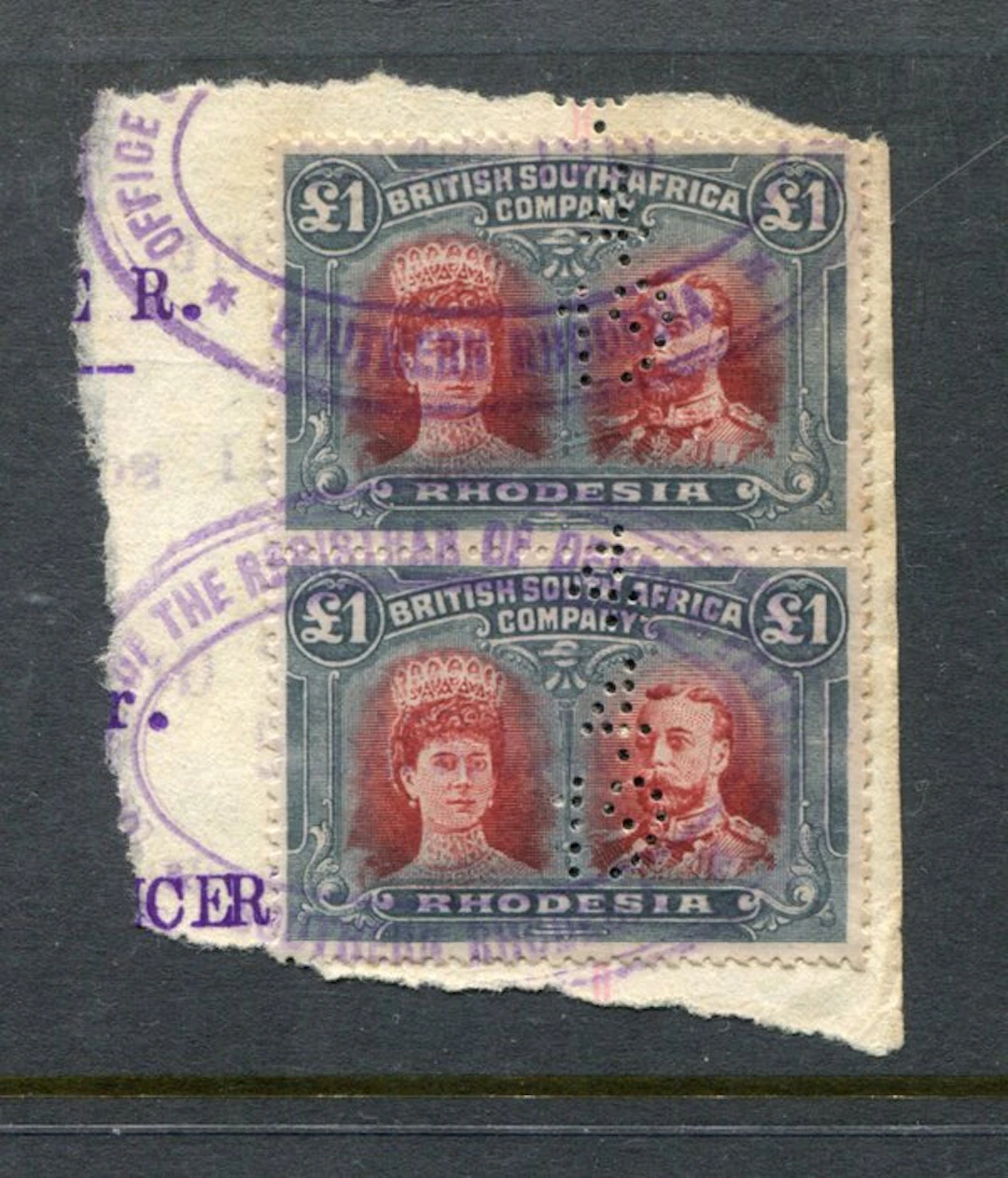 Rhodesia 1910/1913 - RHODESIA 1910-13 Double Head KGV £1...