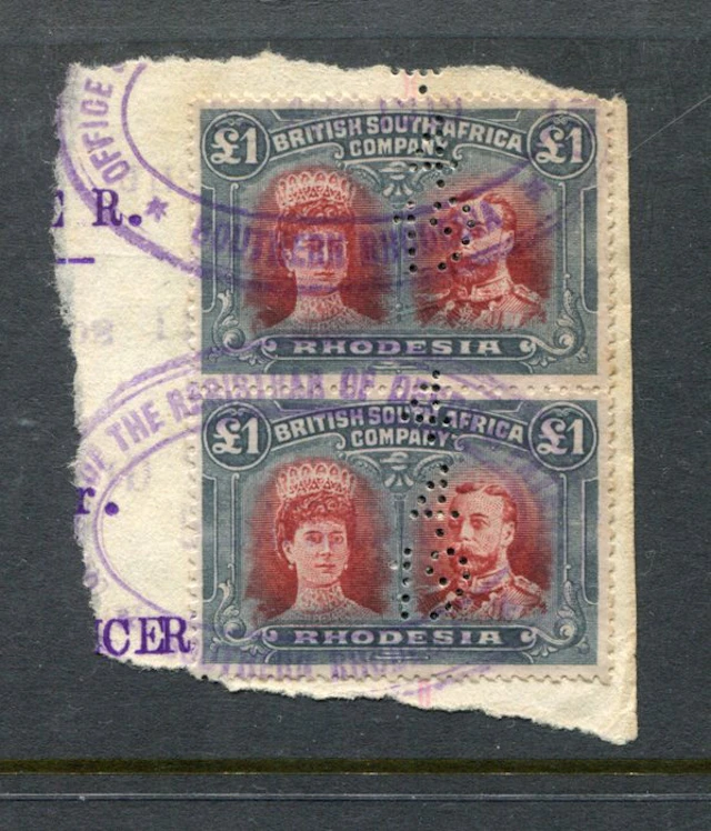 Rhodesia 1910/1913 - RHODESIA 1910-13 Double Head KGV £1...