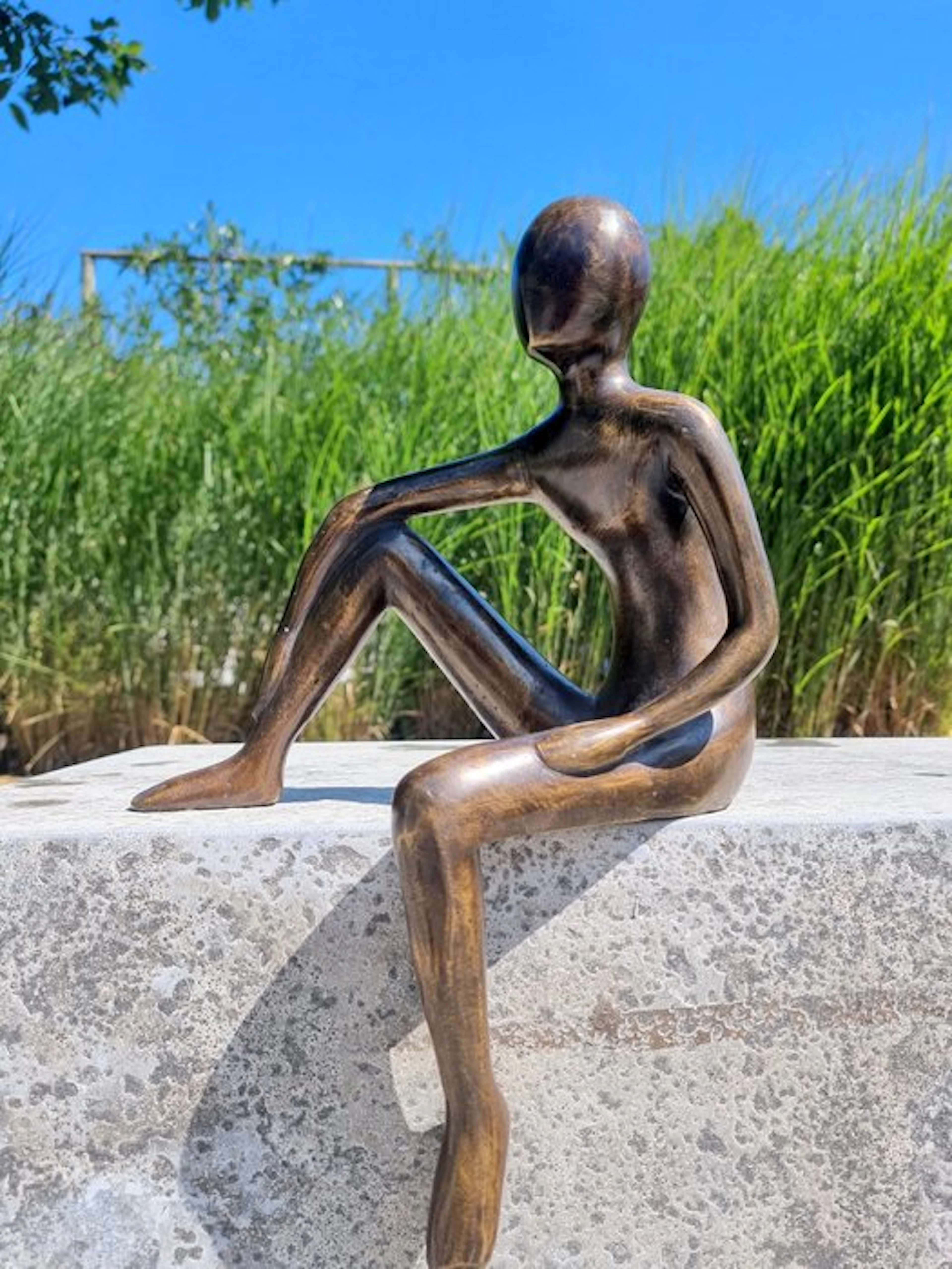 Sculpture, Dromer - abstracte denker - 44 cm - Bronze