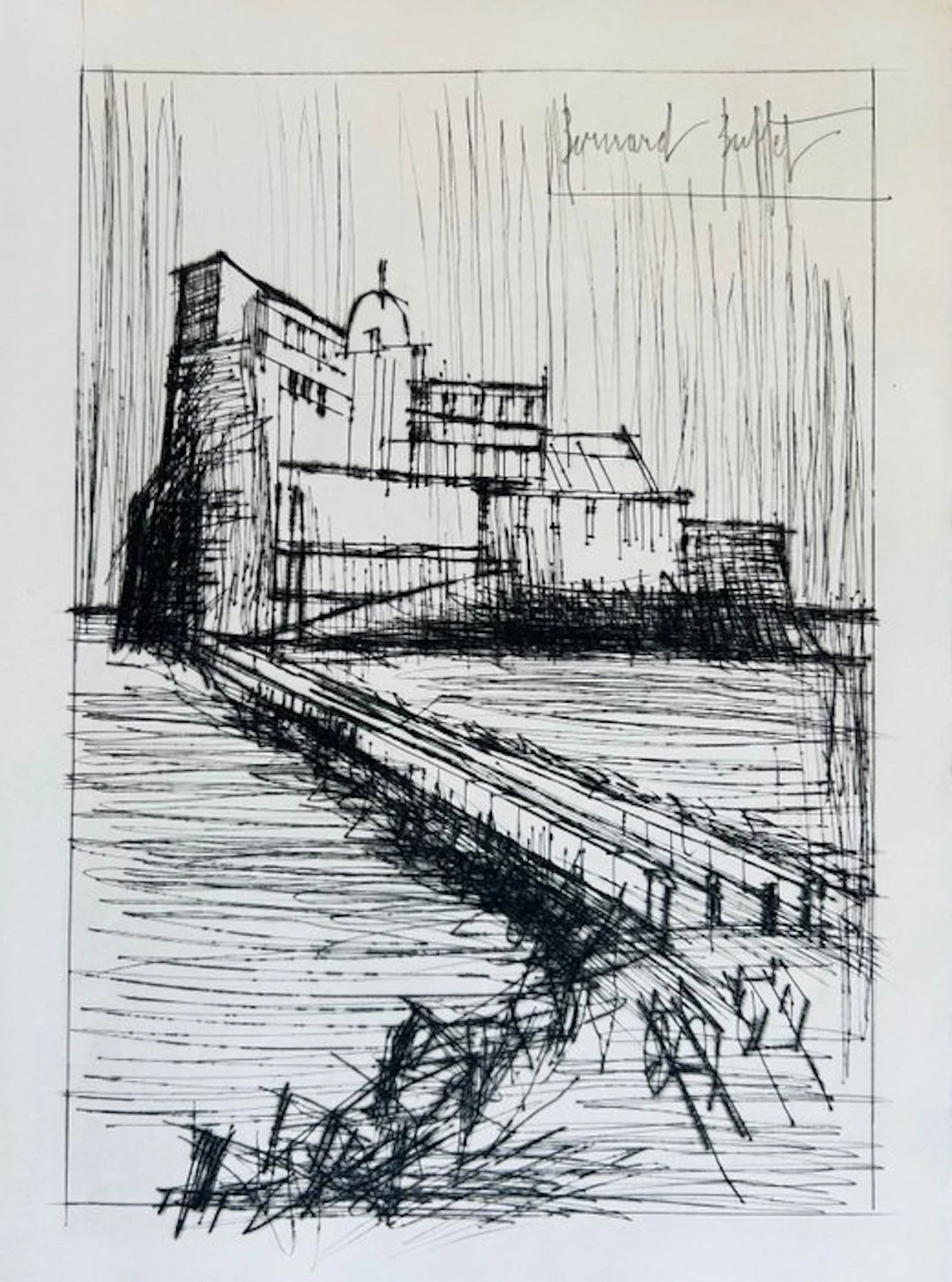 Bernard Buffet (1928-1999) - La Citadelle - Pointe-sèche originale signée