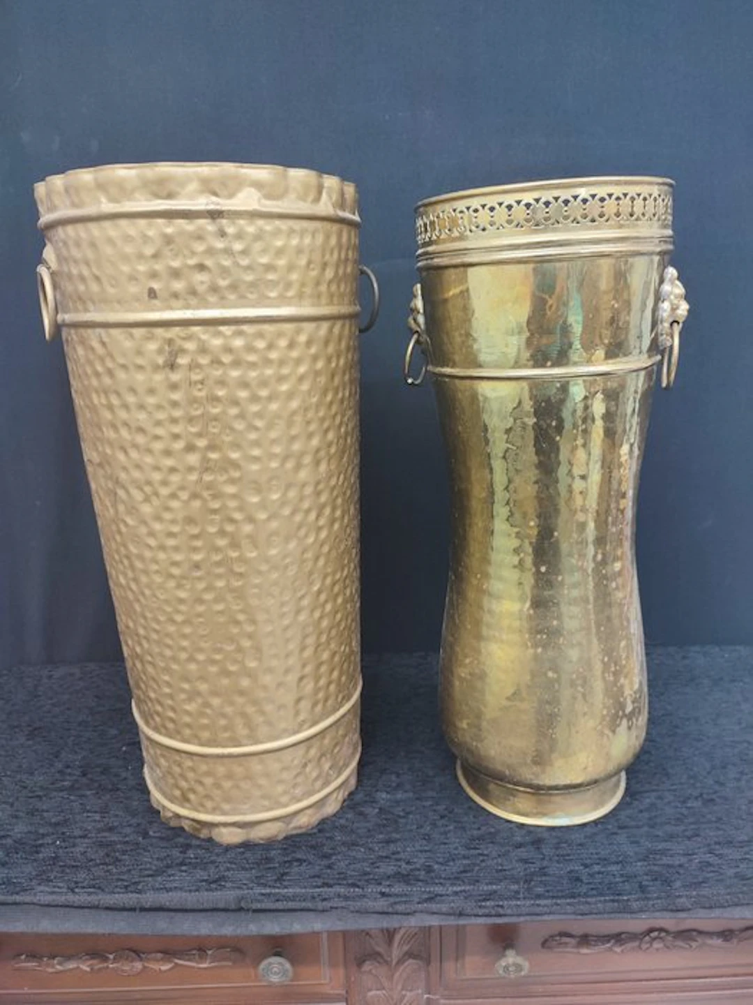 Umbrella stand/rack (2) - Gilt brass - Golden brass umbrella stands