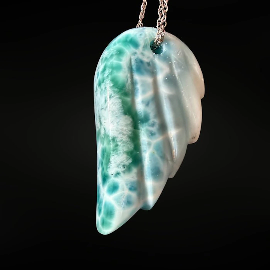Magnificent Larimar Pendant - Angel Wing Pendant - Height...