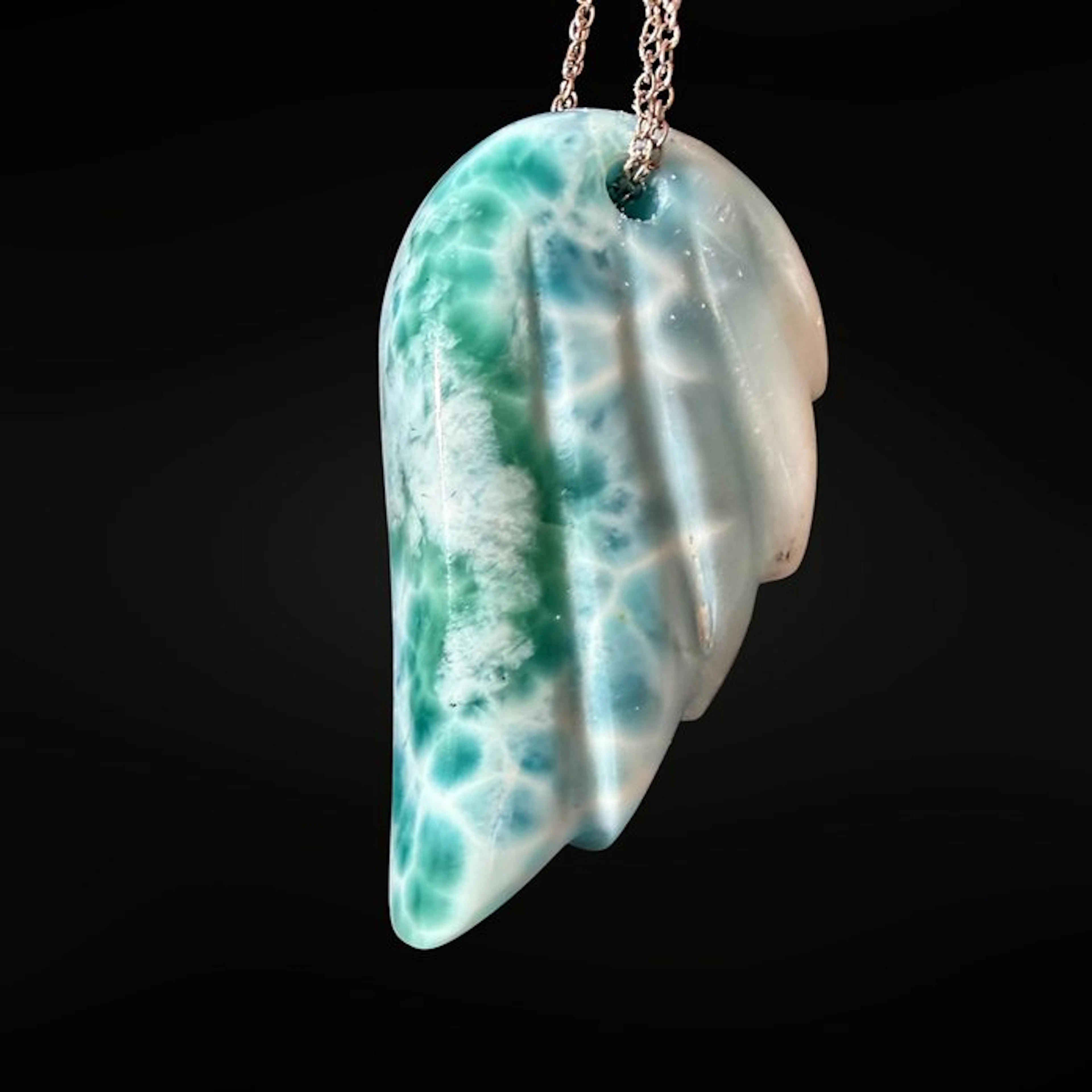 Magnificent Larimar Pendant - Angel Wing Pendant - Height...