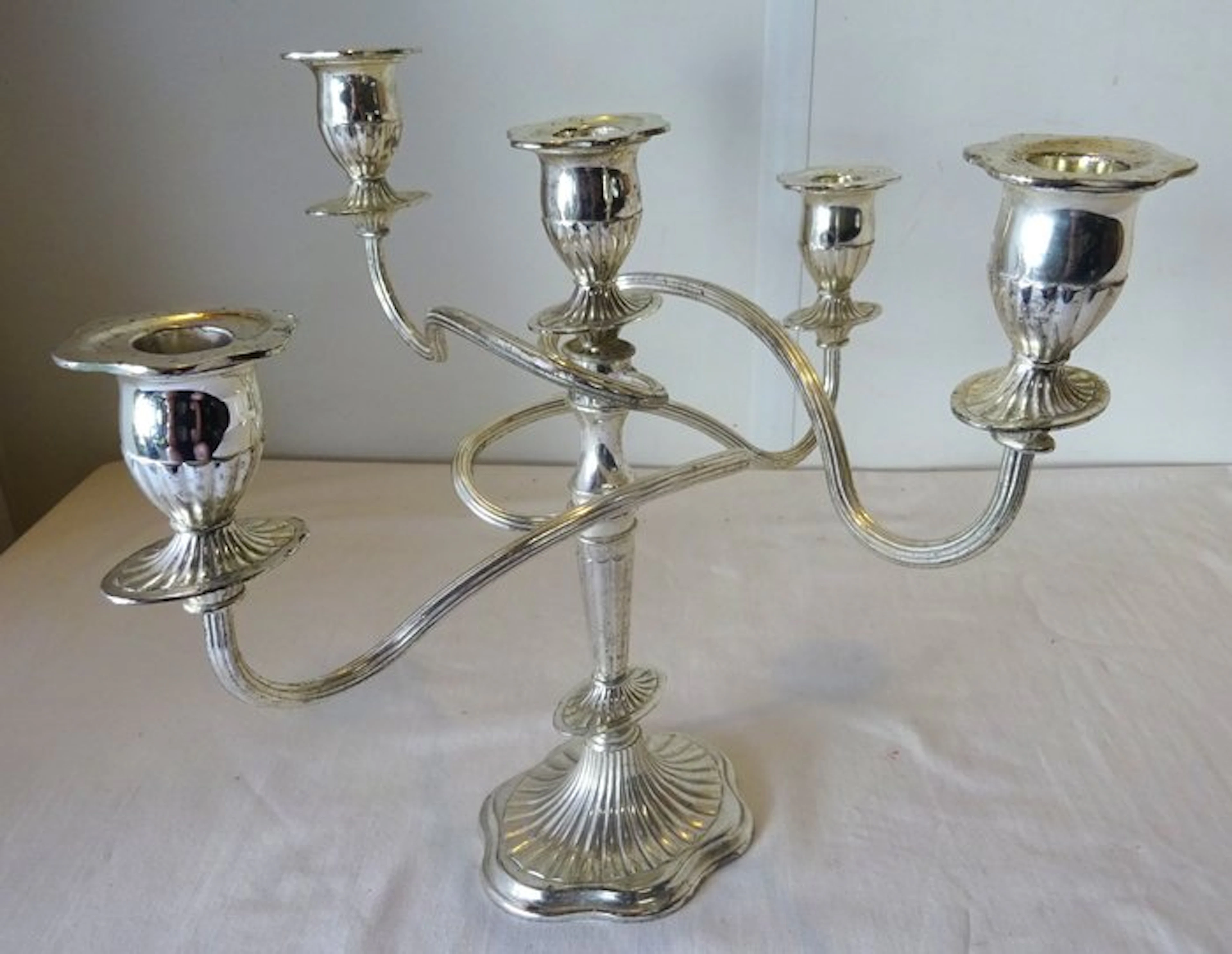 Candelabrum Five-armed silvered candelabrum - candlestick - Silverplated