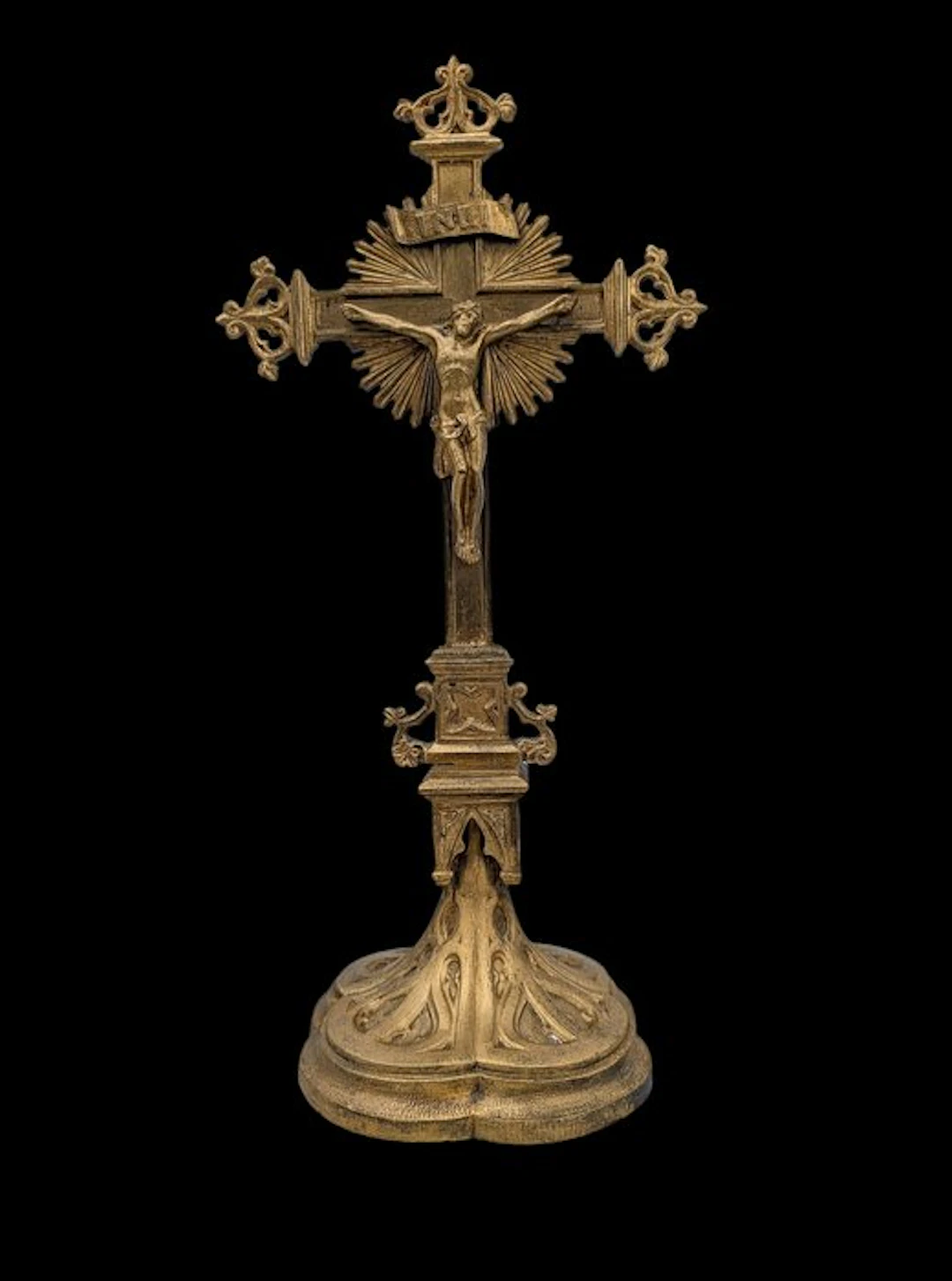 Antique Crucifix - Bronze - 1850-1900 - Magnificent Altar Crucifix