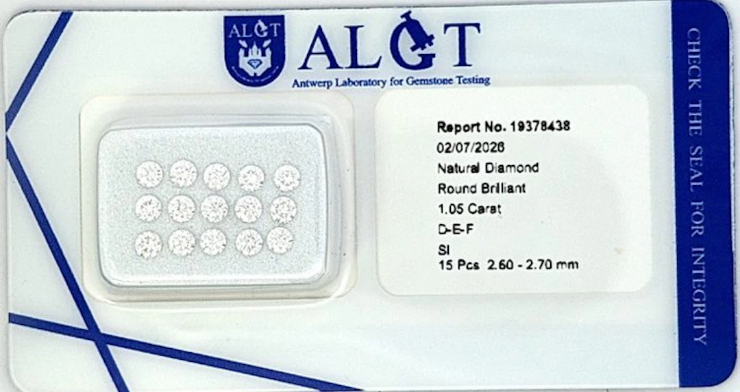 15 pcs Diamond (Natural) - 1.05 ct - Round - F