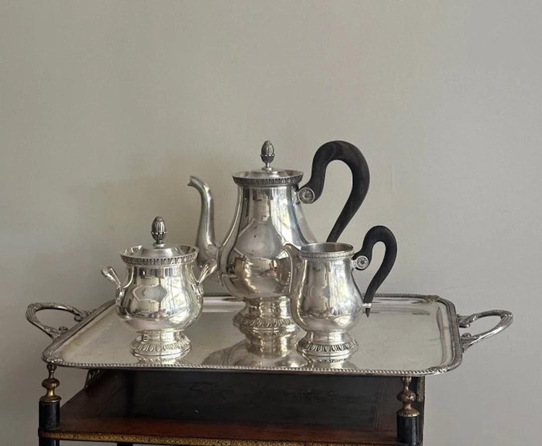 Coffee and tea service - Malmaison - Silverplated - Christofle France – 3-Pie