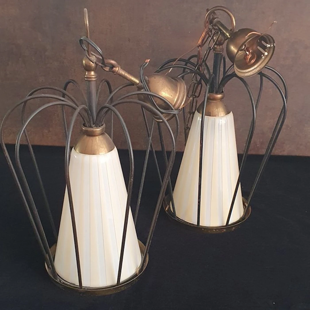 Caged ceiling lamp (2) - crown shape - Glass