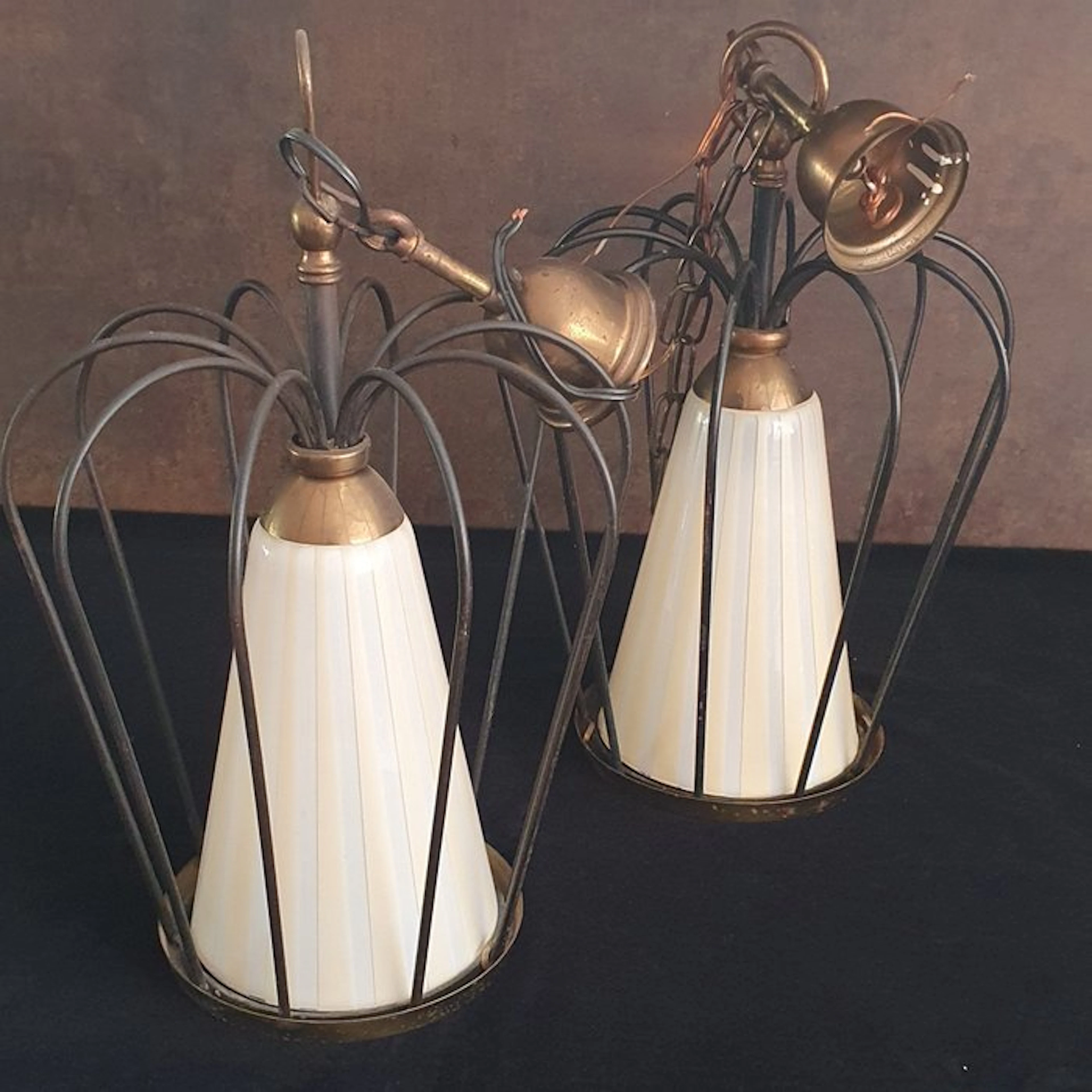 Caged ceiling lamp (2) - crown shape - Glass