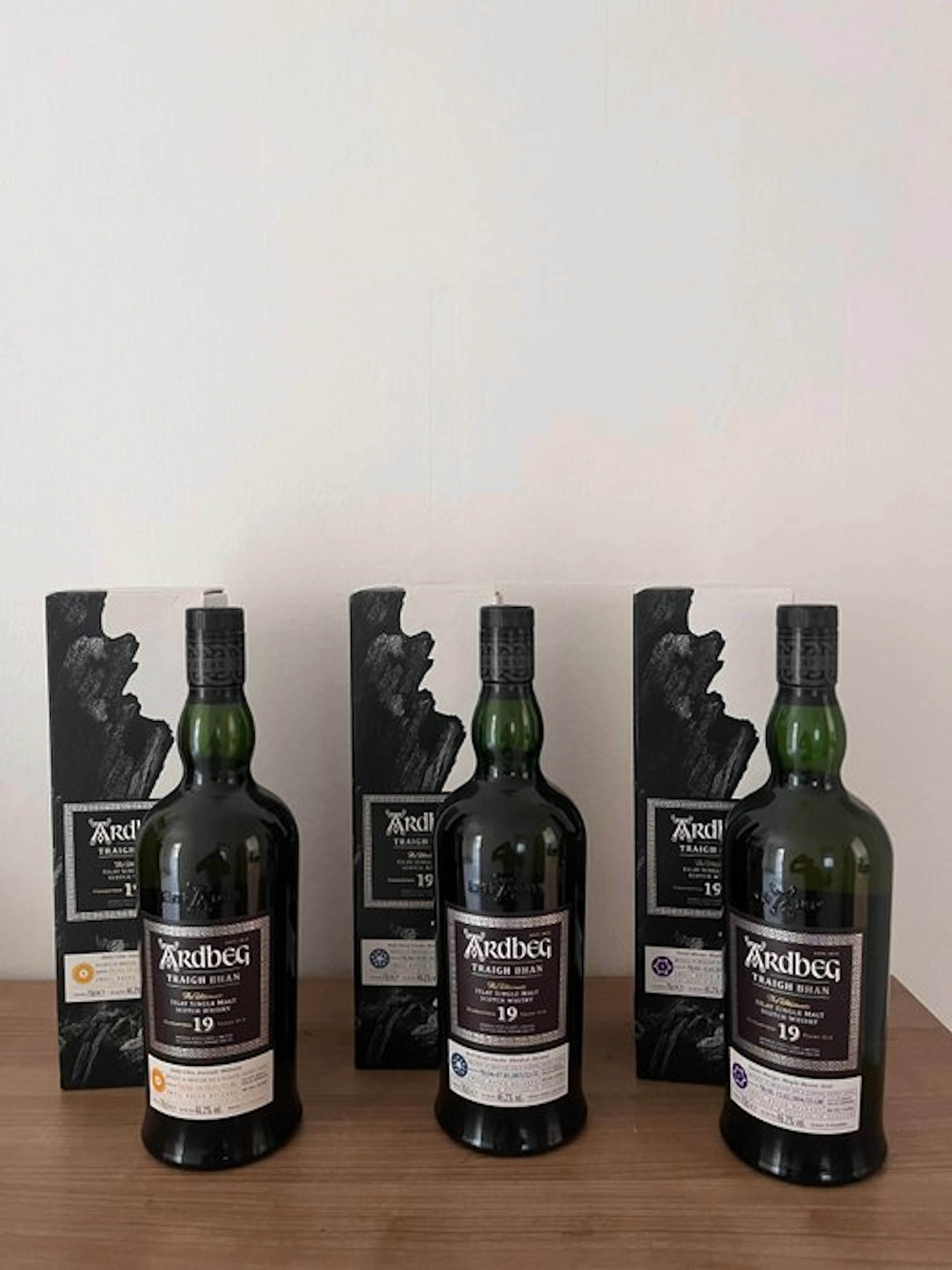 Ardbeg 19 years old Traigh Bhan Batch no. 3, 4 & 5 - 70cl - 3 bottles