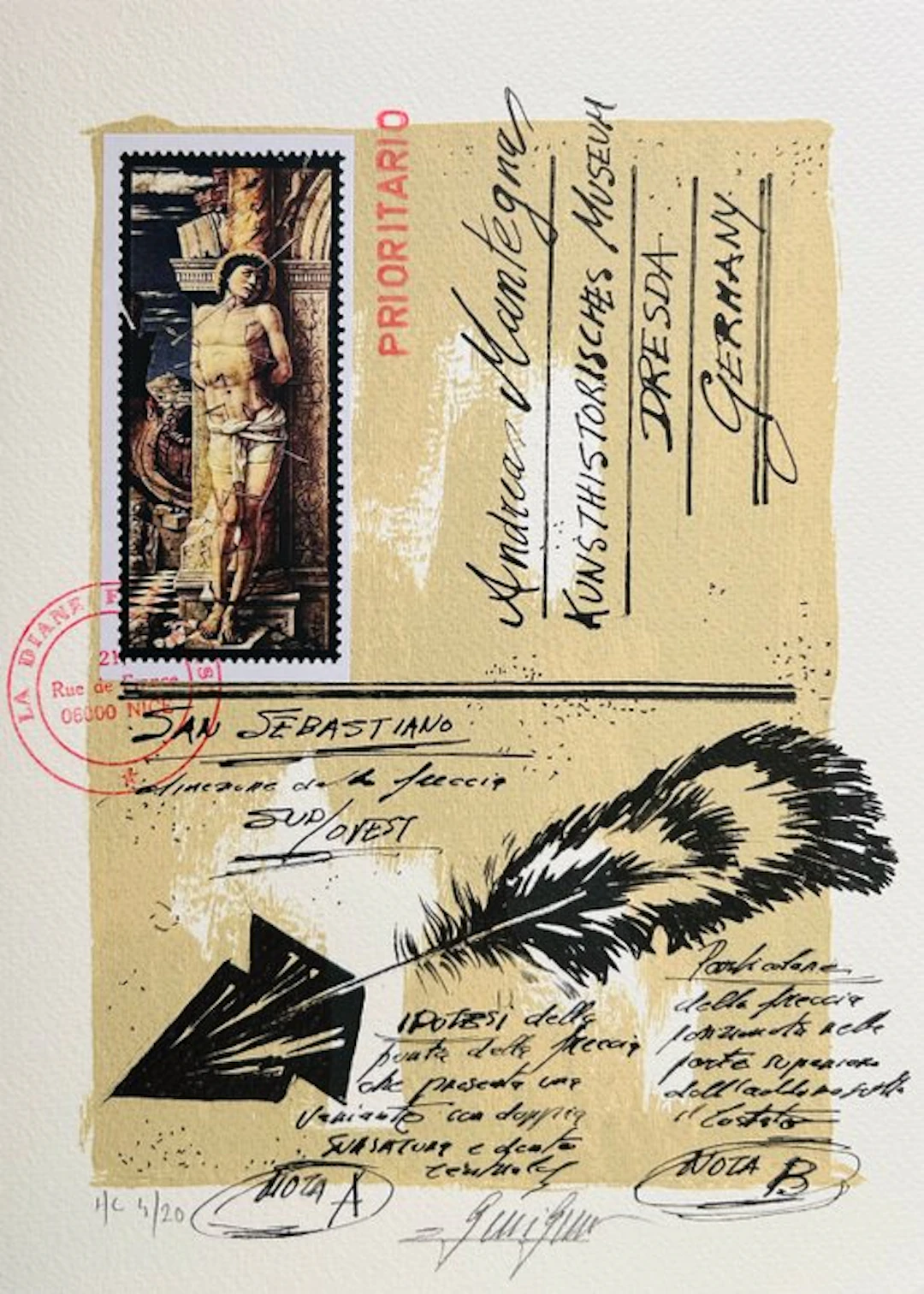 Gino Gini (1939) - San Sebastiano - Lithographie originale signée