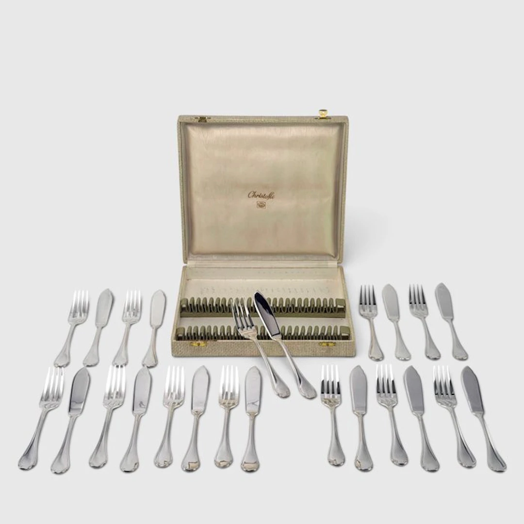 Christofle - Fish cutlery set (24) - Pompadour - Original...