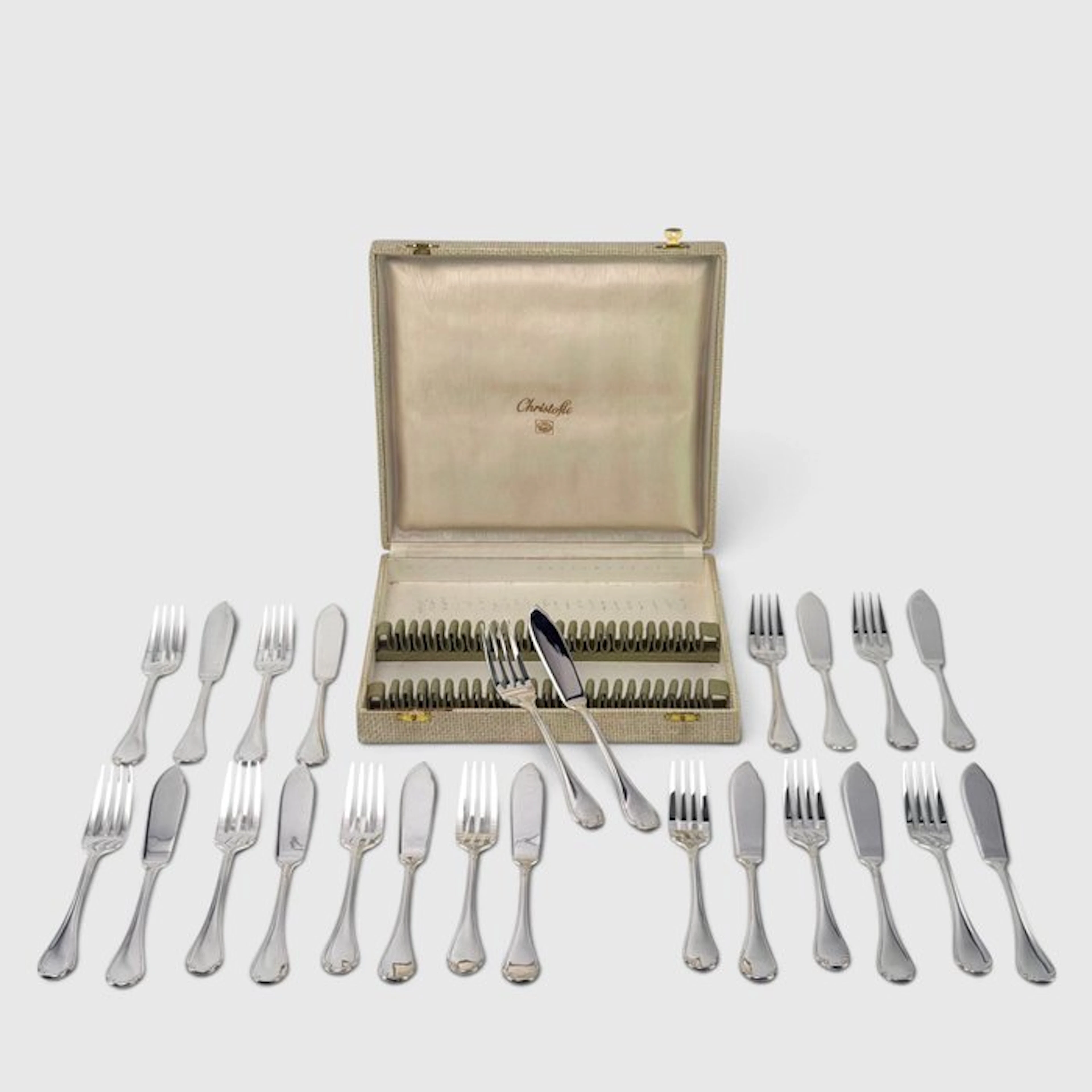 Christofle - Fish cutlery set (24) - Pompadour - Original...
