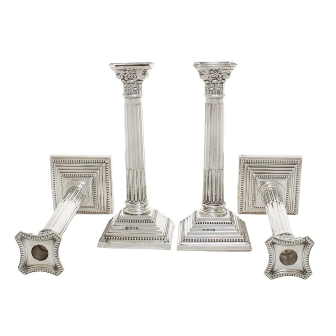 4 Engelse Kandelaars 1950 - 1962 - Candlestick (4) - .925...