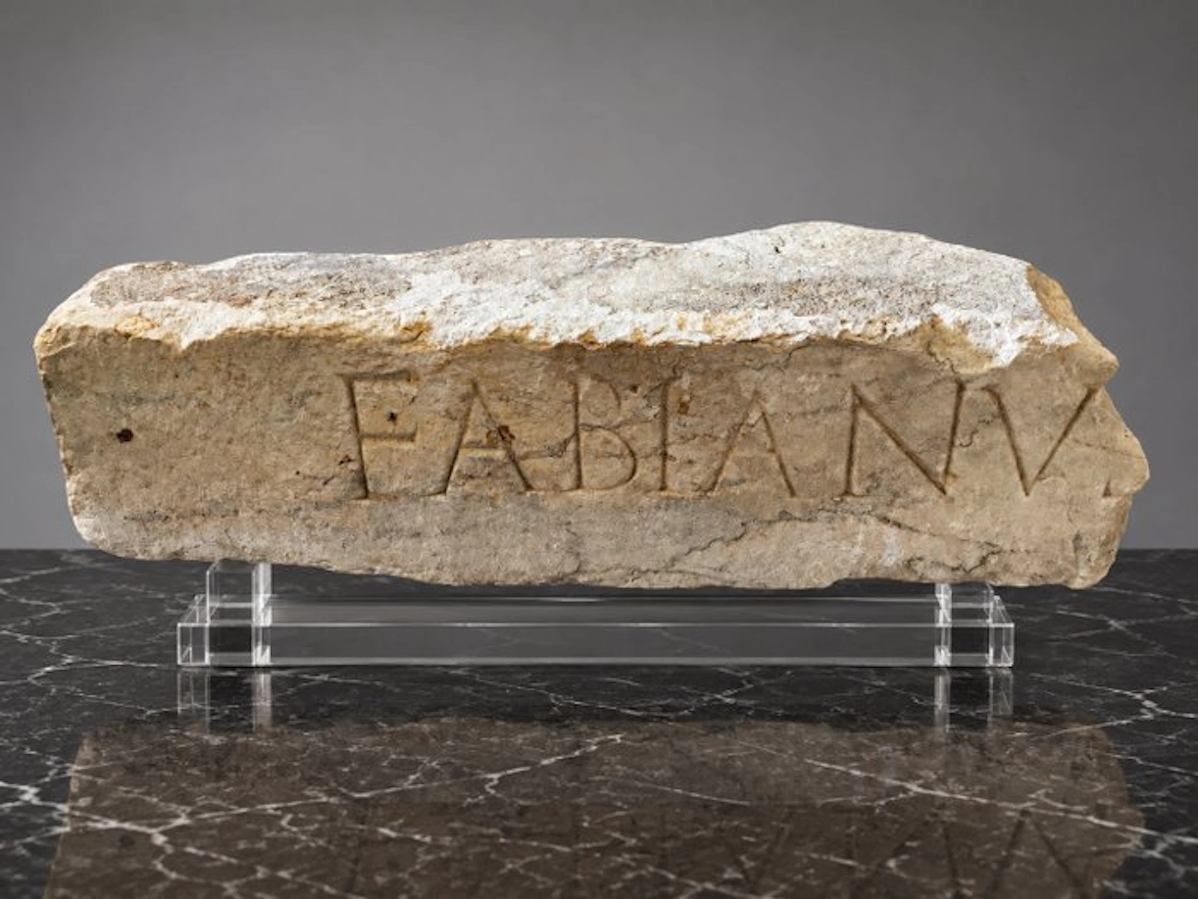 Ancient Roman Stone Latin inscription «FABIANVS» - 18 cm
