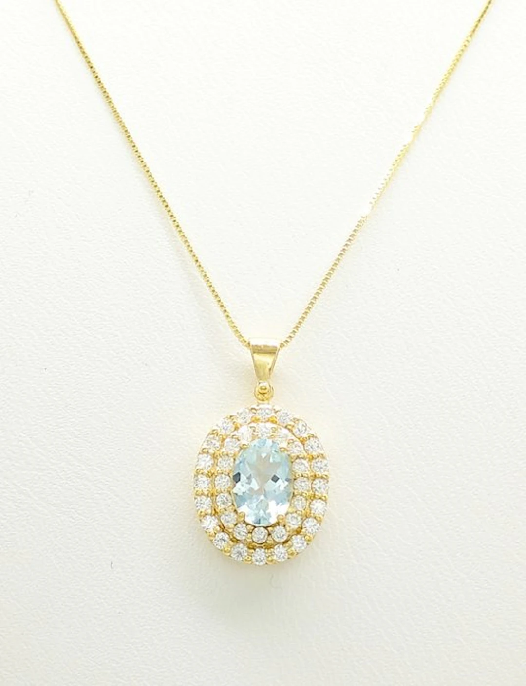 No reserve price - Necklace - 14 kt. Yellow gold Aquamarine - Diamond
