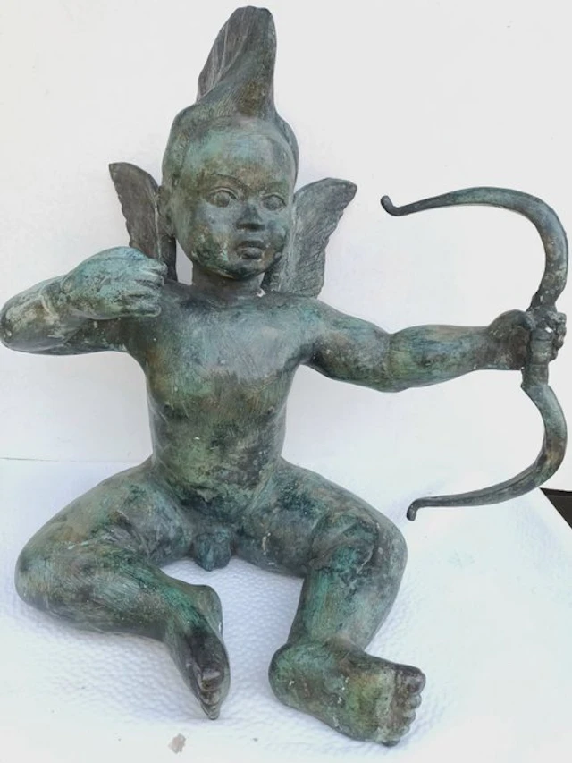 Bronzen Cupido met Vleugels - Figure - Asia (No reserve price)