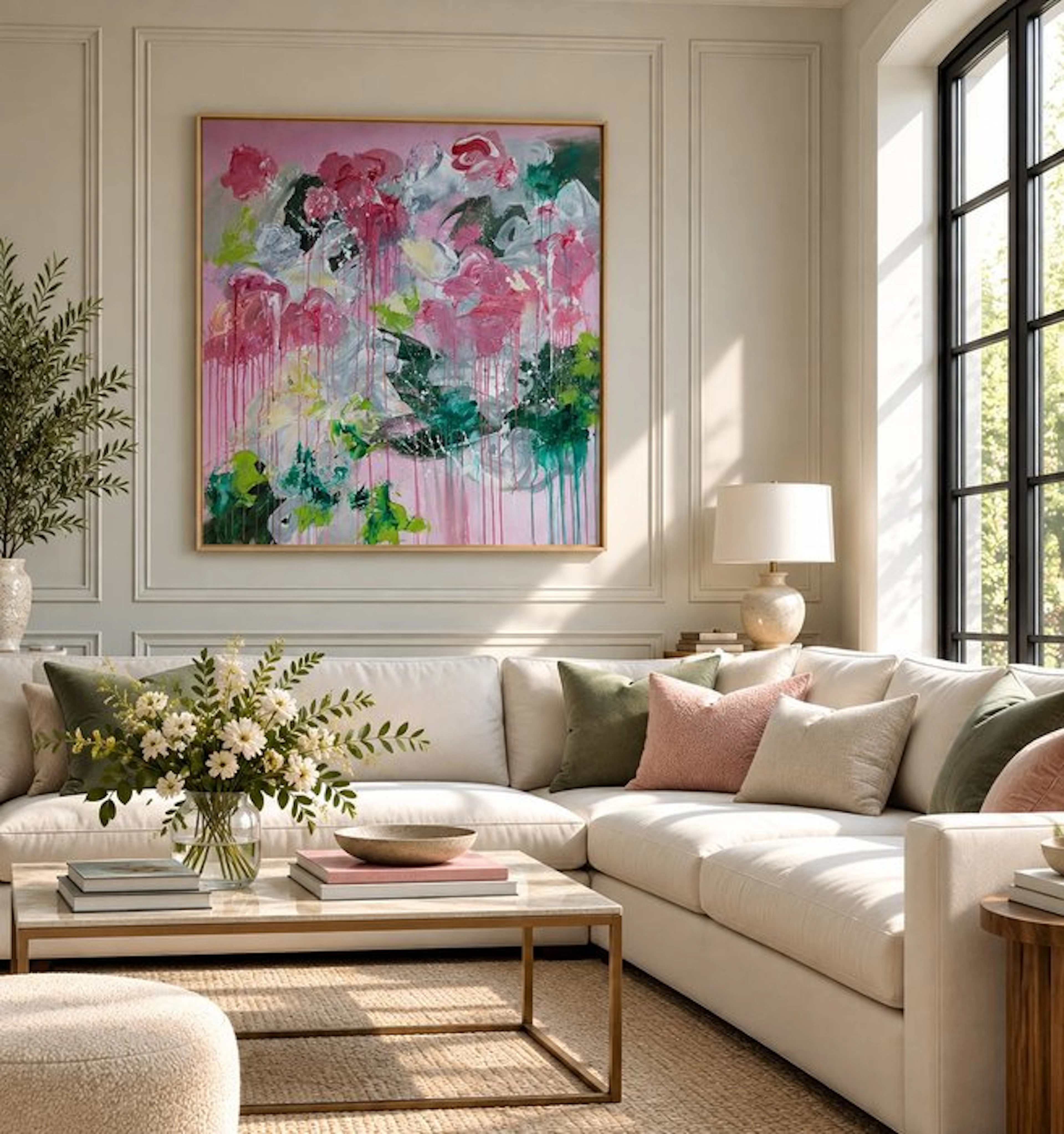Laura Capellini Art - " LES FLEURS " #89 (XL) Acrylic on canvas - Hand signed