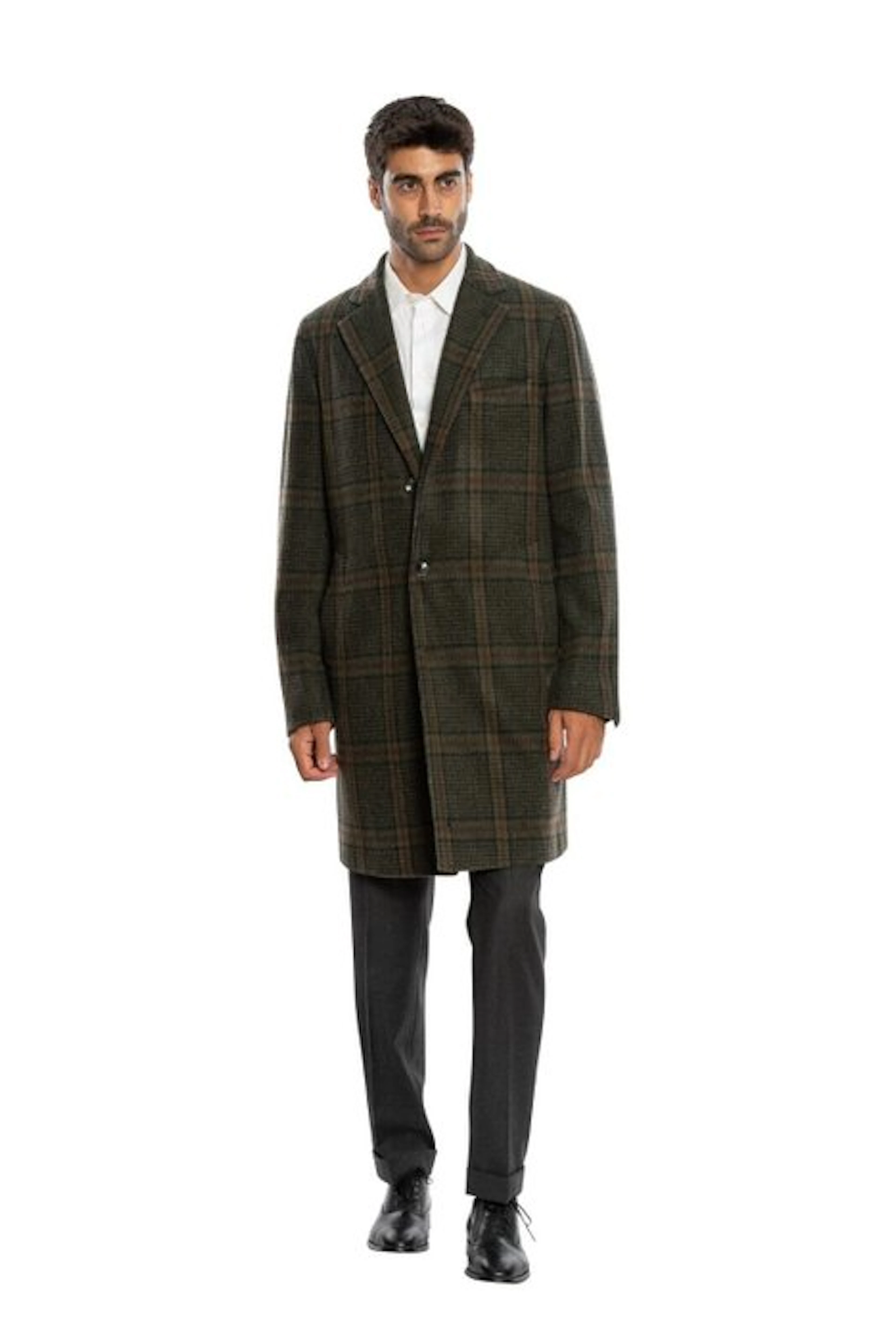 BOGLIOLI MILANO - 48 IT - Checks Dark Green Coat Flannel...