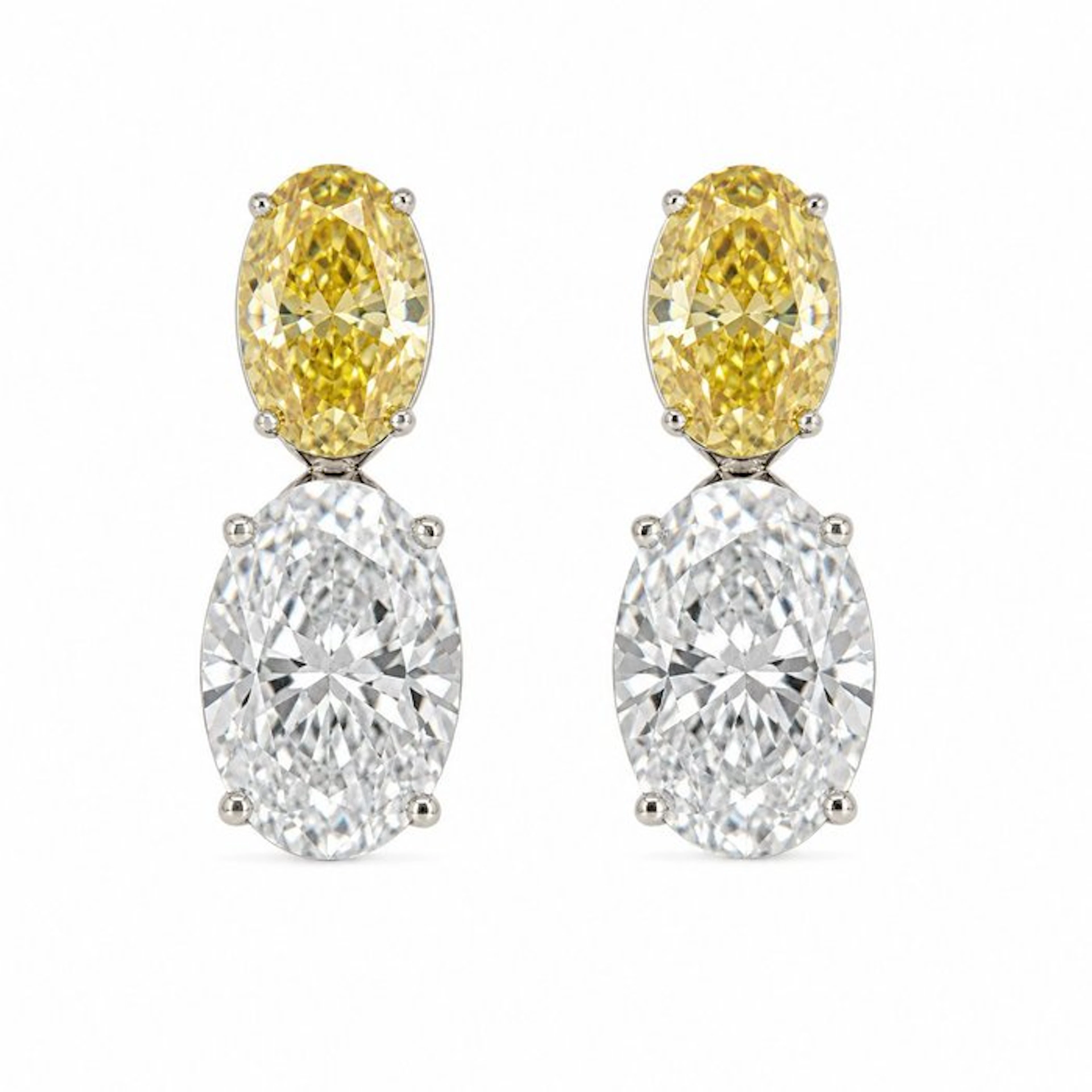 Earrings - 14 kt. White gold - 6.19ct. tw. Diamond (Lab-grown) - Diamond