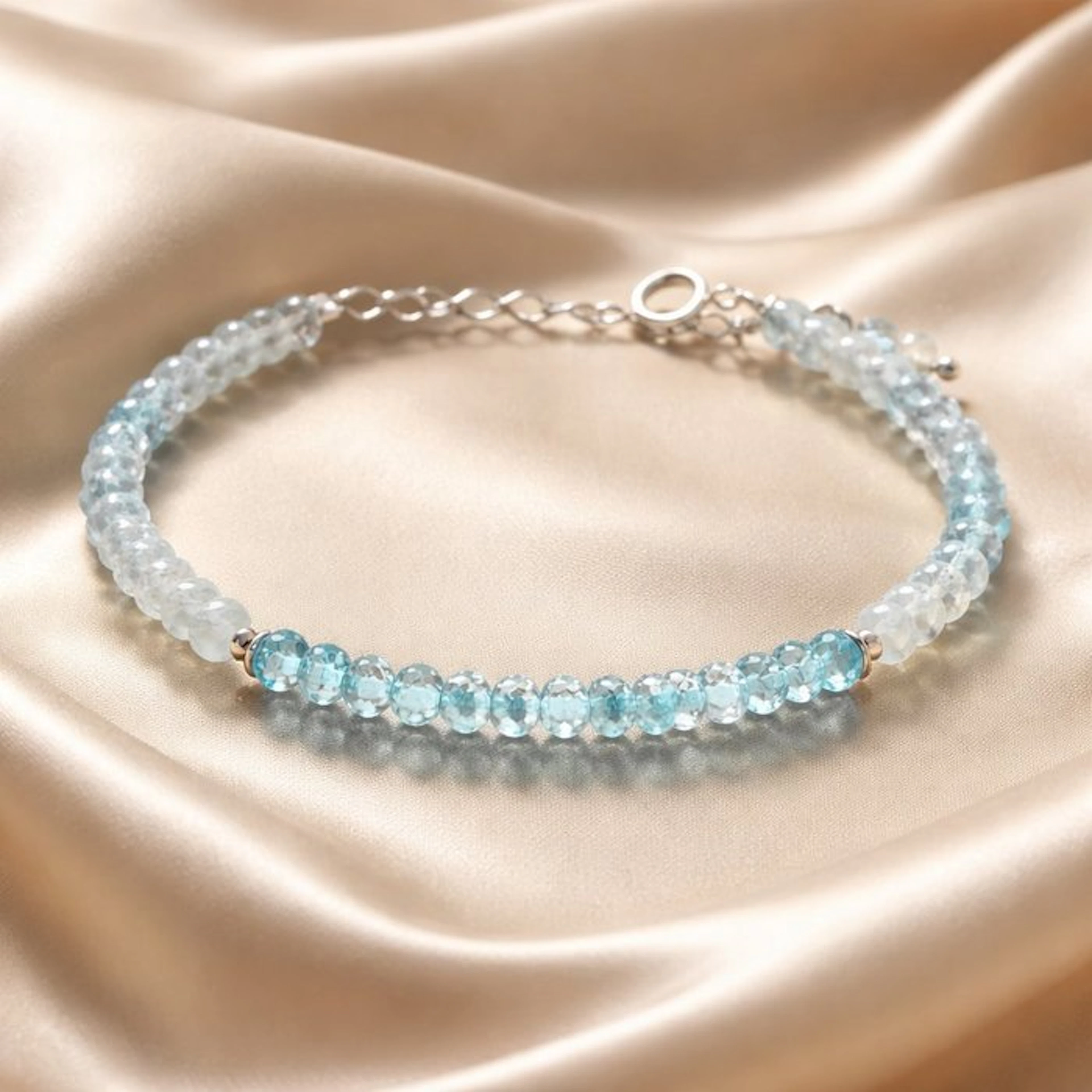 Silver - Bracelet - Topaz, aquamarine