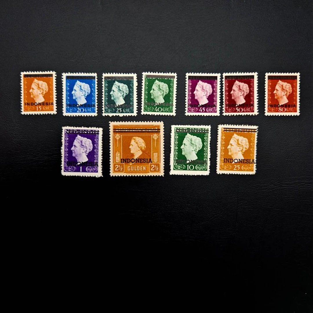 Indonesia 1948/1949 - Wilhelmina series with 'INDONESIA' overprint