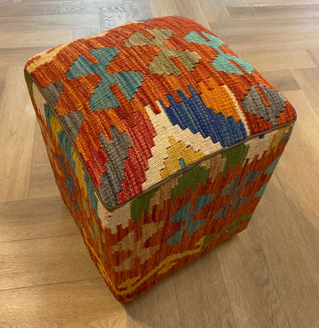 Kelim Pouf (Unused/New) - Carpet - 36 cm - 36 cm