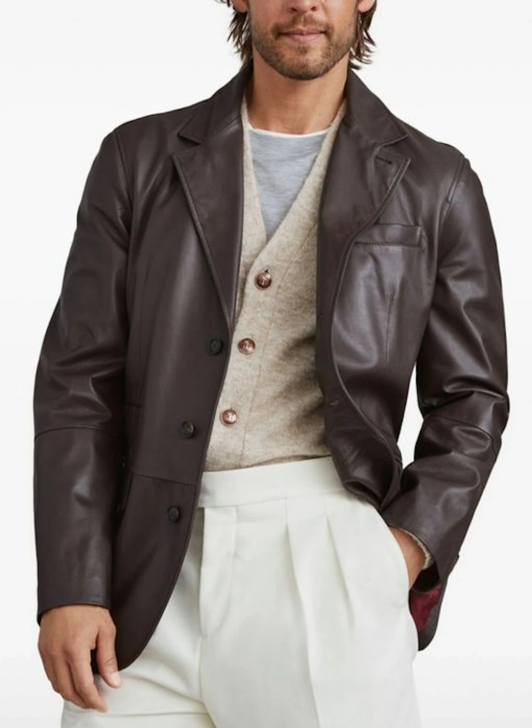 Brunello Cucinelli - Leather jacket - New with tags