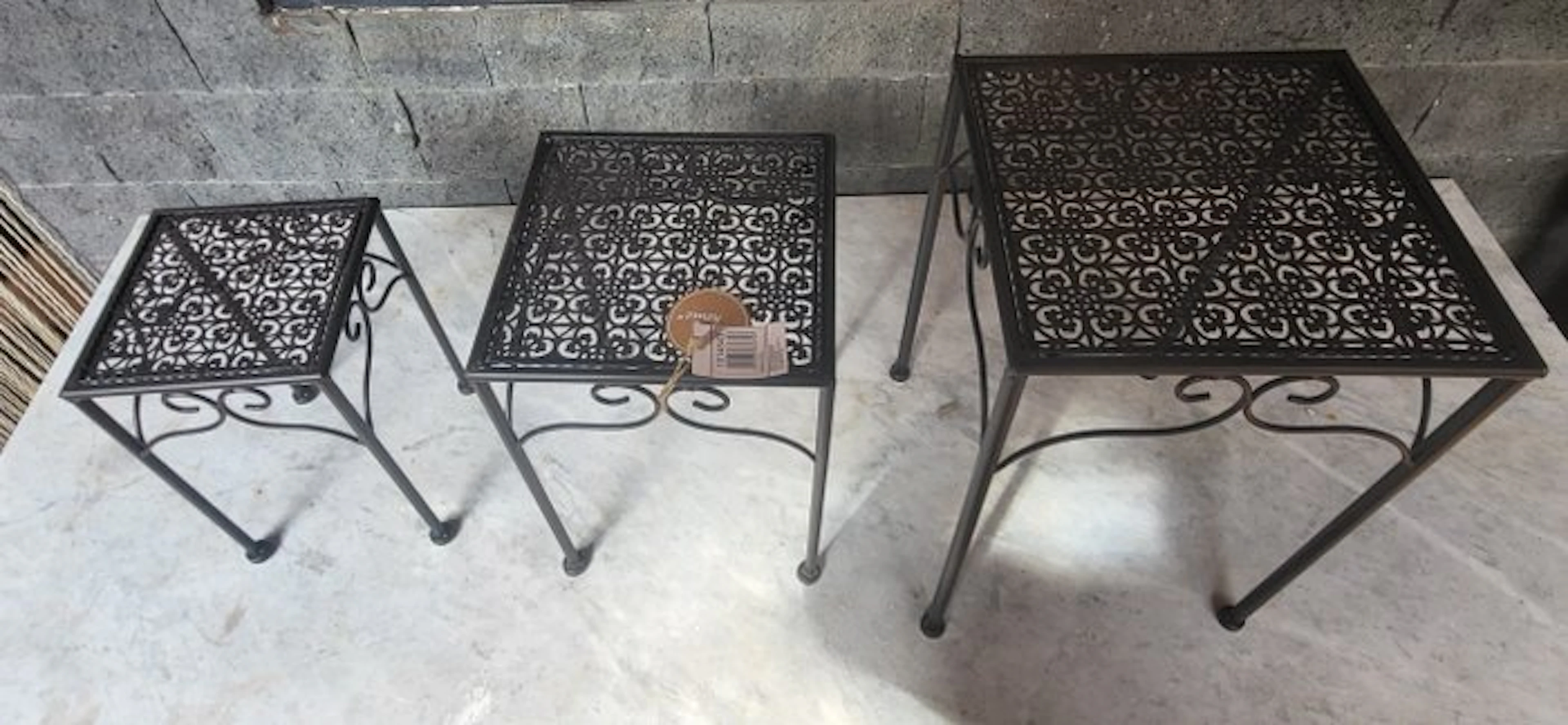 Side table (3) - Wrought iron - set of 3 iron side tables