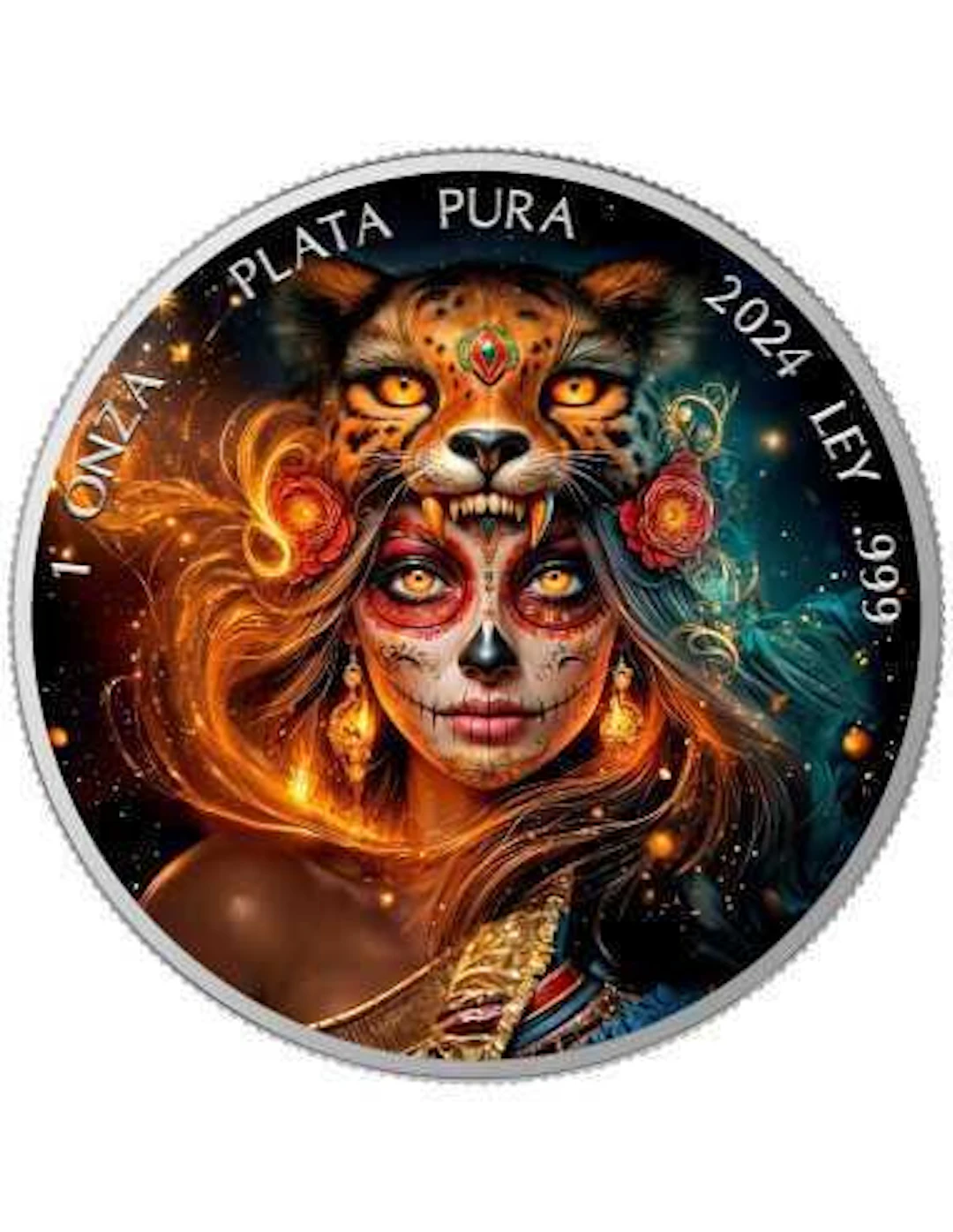 Mexico. 1 Onza 2024 - Dia de los Muertos OCELOTL WARRIOR, 1 Oz (.999)