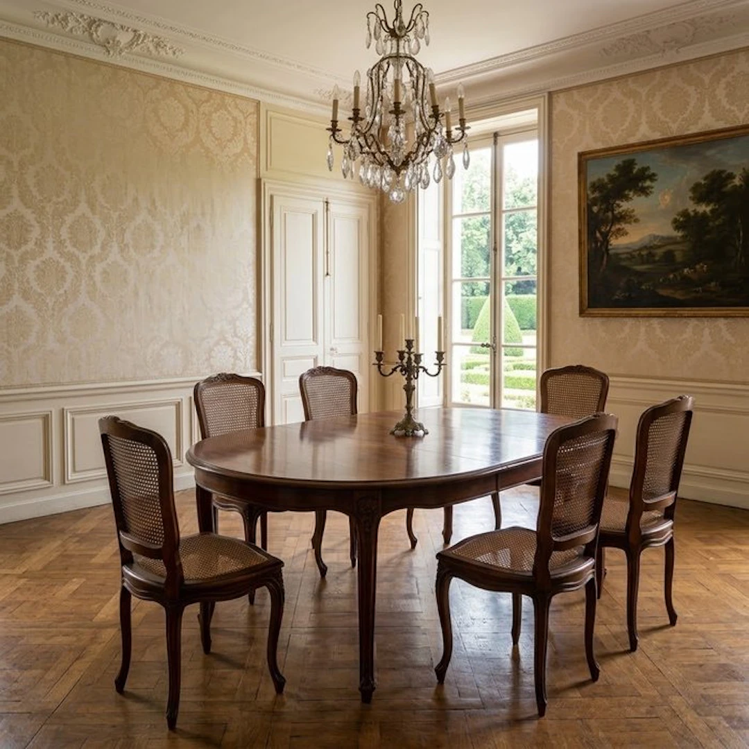 Chair (6) - Louis XV - Hardwood, Walnut - Vienna straw