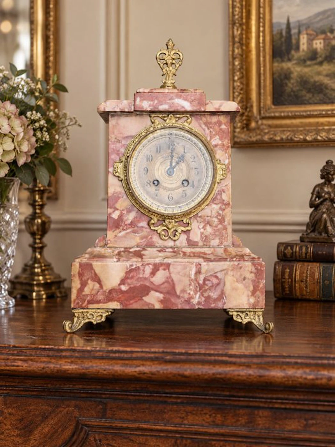 Table clock - Brass, Marble, Bronze - 1800-1850