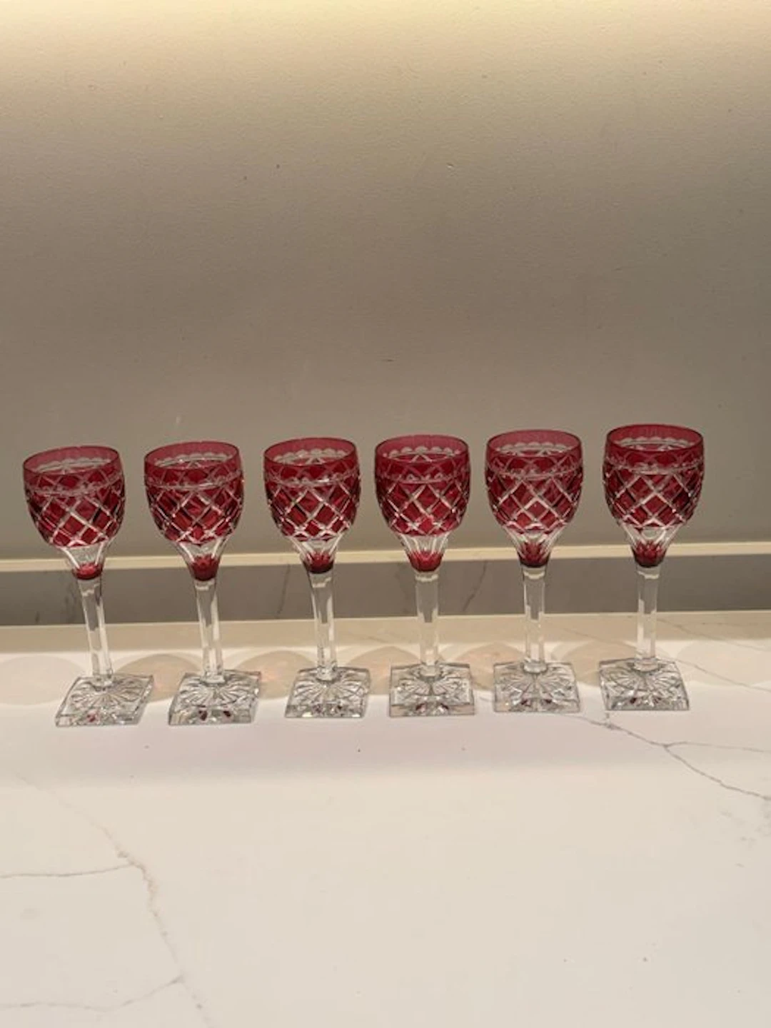 Val Saint Lambert - Wine glass (6) - Crystal - Saint Helena ruby red