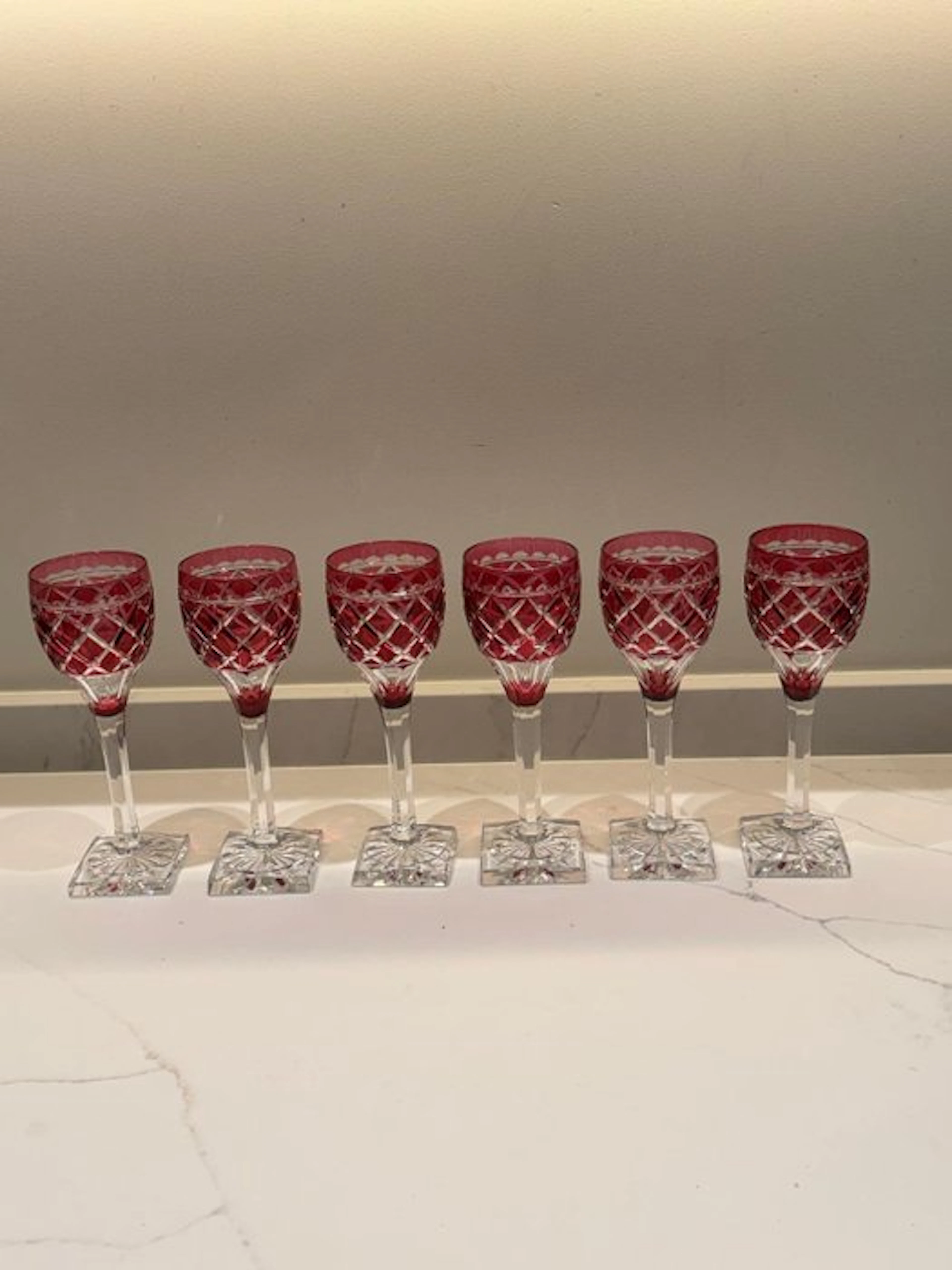 Val Saint Lambert - Wine glass (6) - Crystal - Saint Helena ruby red