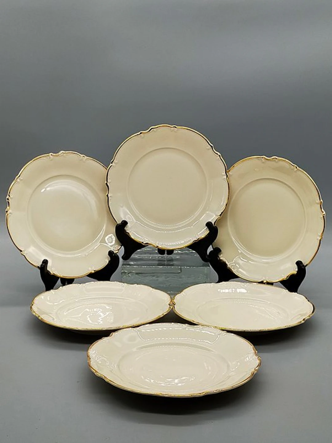 Dinner set - 6 Hutschenreuther Selb Porzellan Teller mit Goldrand - Porcelain