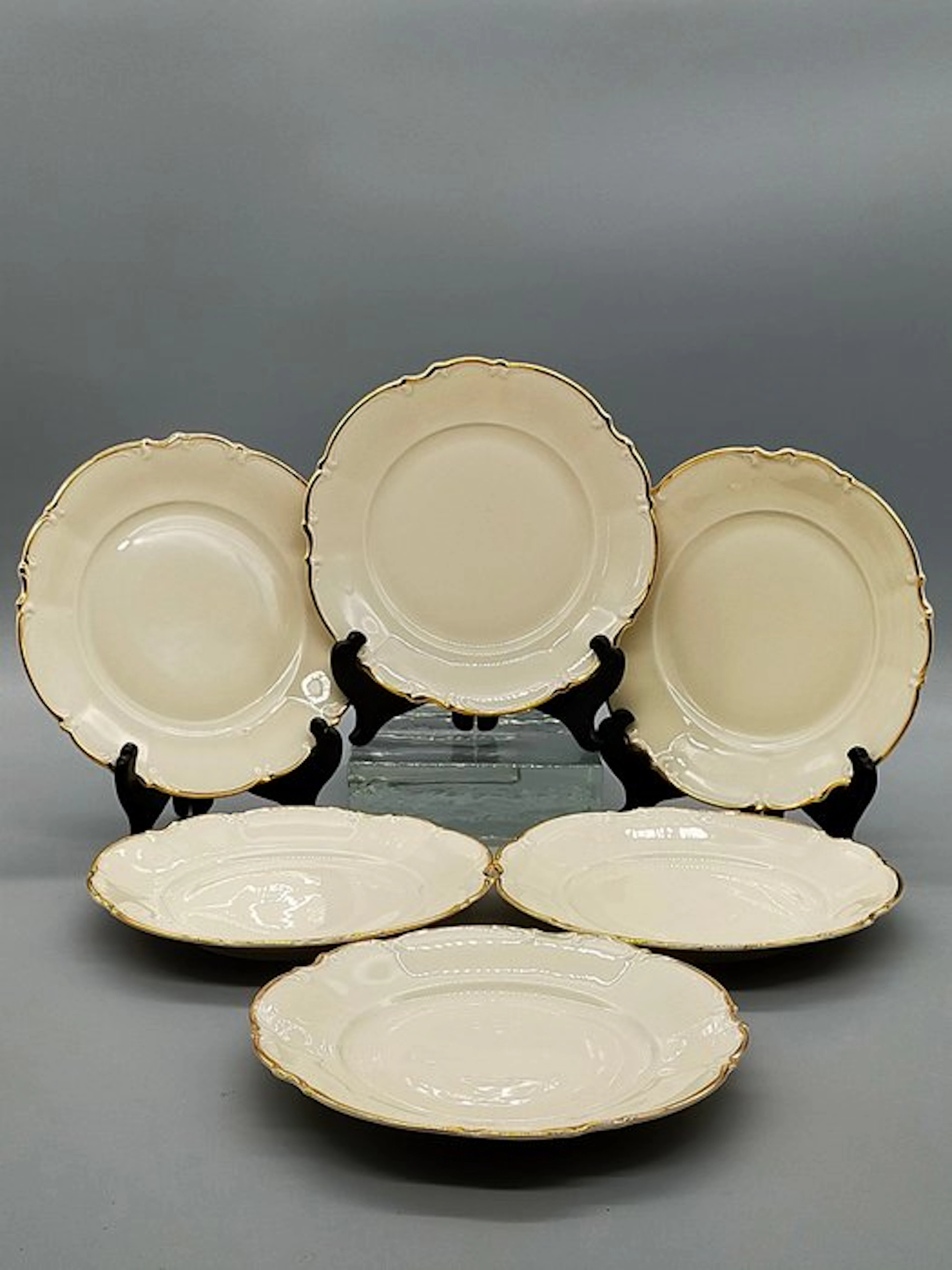 Dinner set - 6 Hutschenreuther Selb Porzellan Teller mit Goldrand - Porcelain
