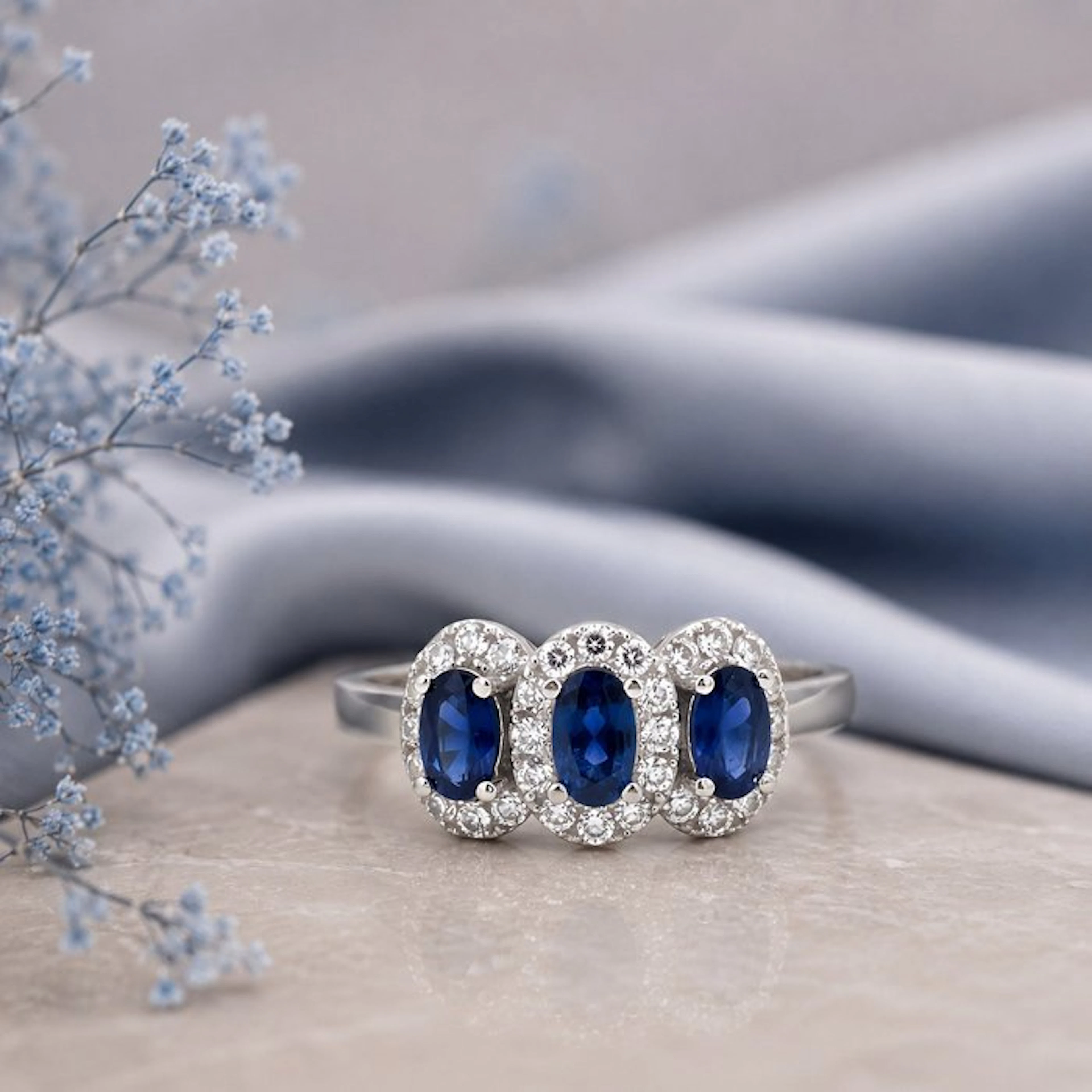 No reserve price - Ring Gold-plated Sapphire - Topaz - 18kt Gold Plated