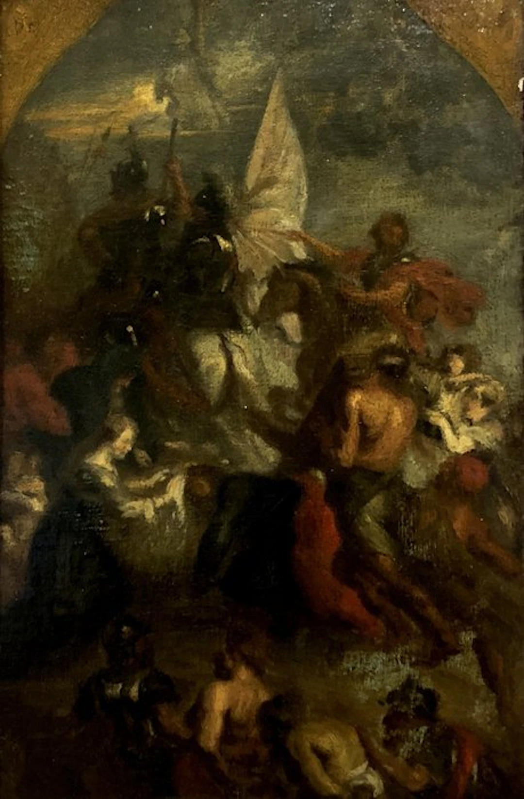 École Flamande (XVII) - Esquisse pour la Bataille du Pont Milvius