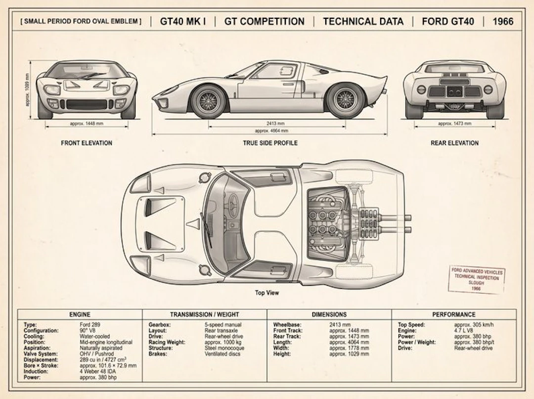 Shmidt.Art - Ford GT40 Technical Data 1966 - 1960s