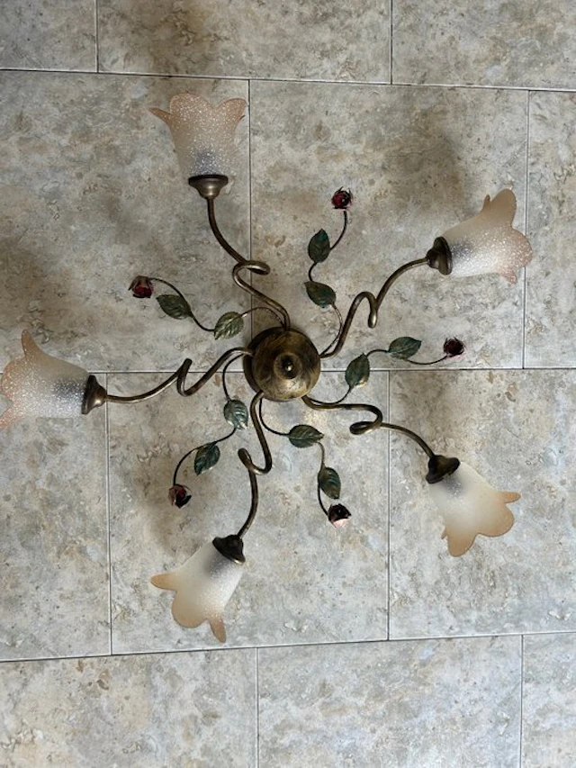 Ceiling lamp - lacquered and hand-painted - rosette ceiling light
