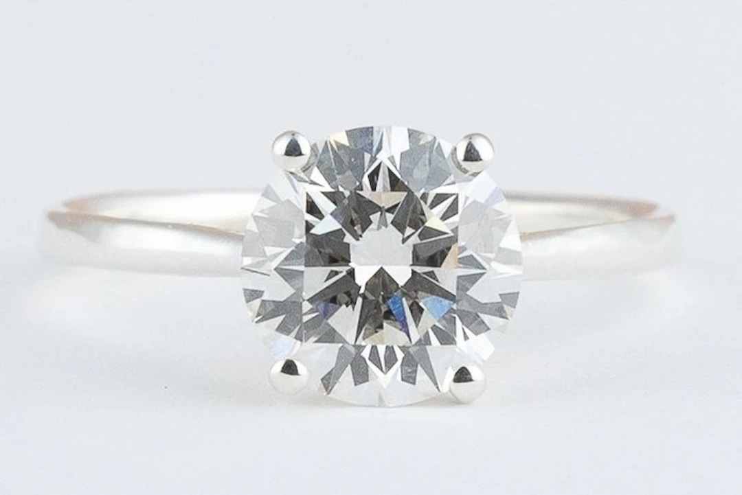 No reserve price - Ring Silver - 2.01ct. tw. Diamond (Lab-grown) - Round F-VVS2