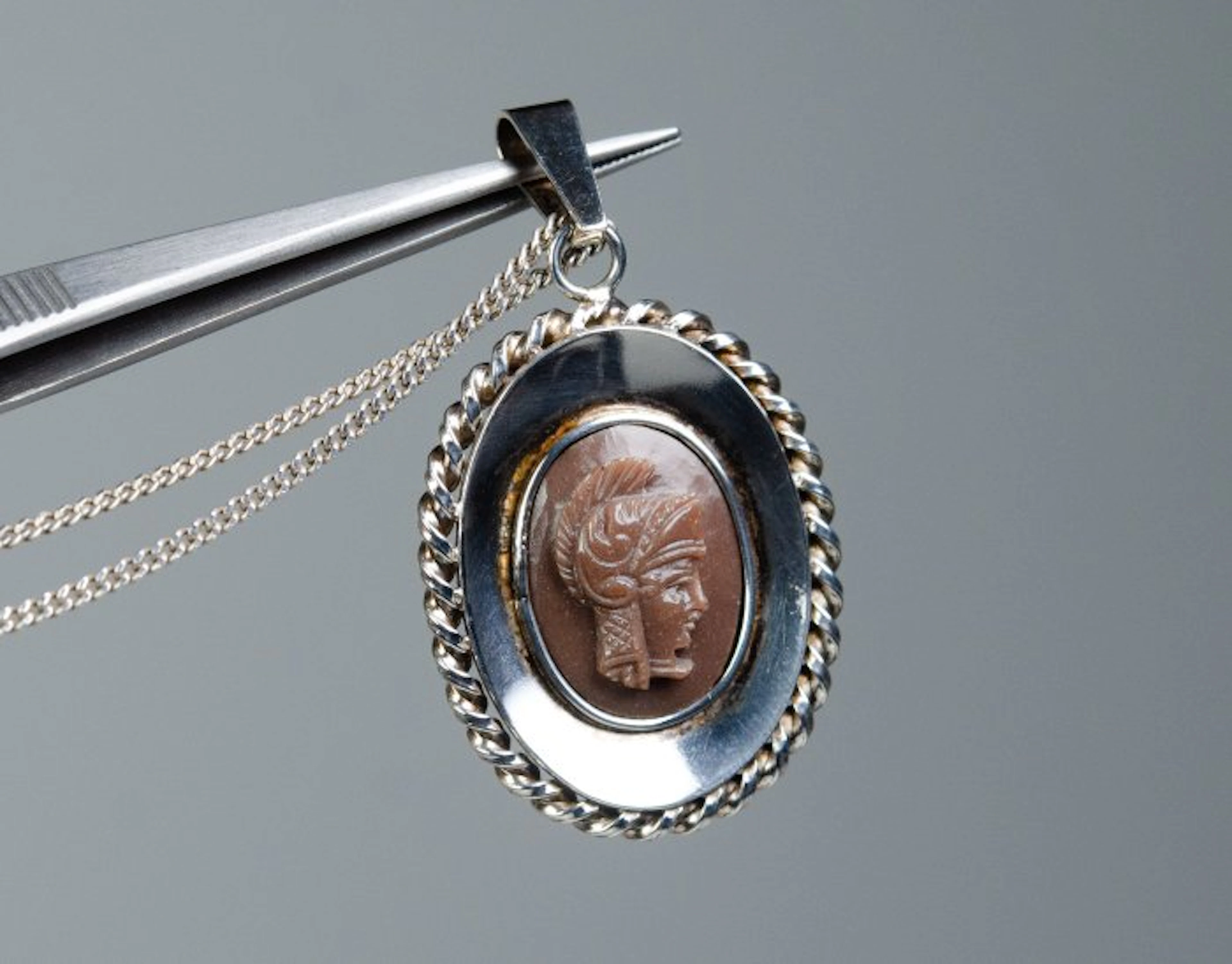 - 835 silver - agate cameo - hand carving - Necklace with pendant